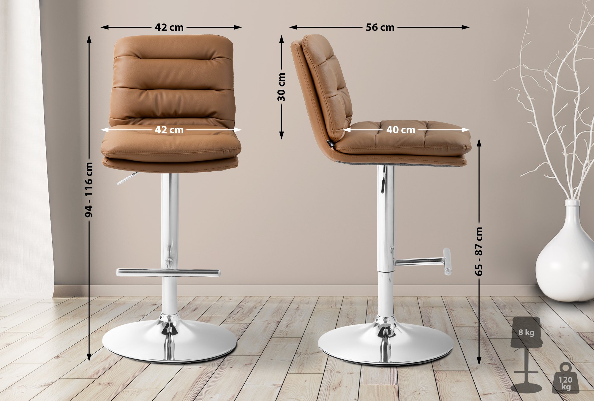 2er Set Barhocker Damar Kunstleder