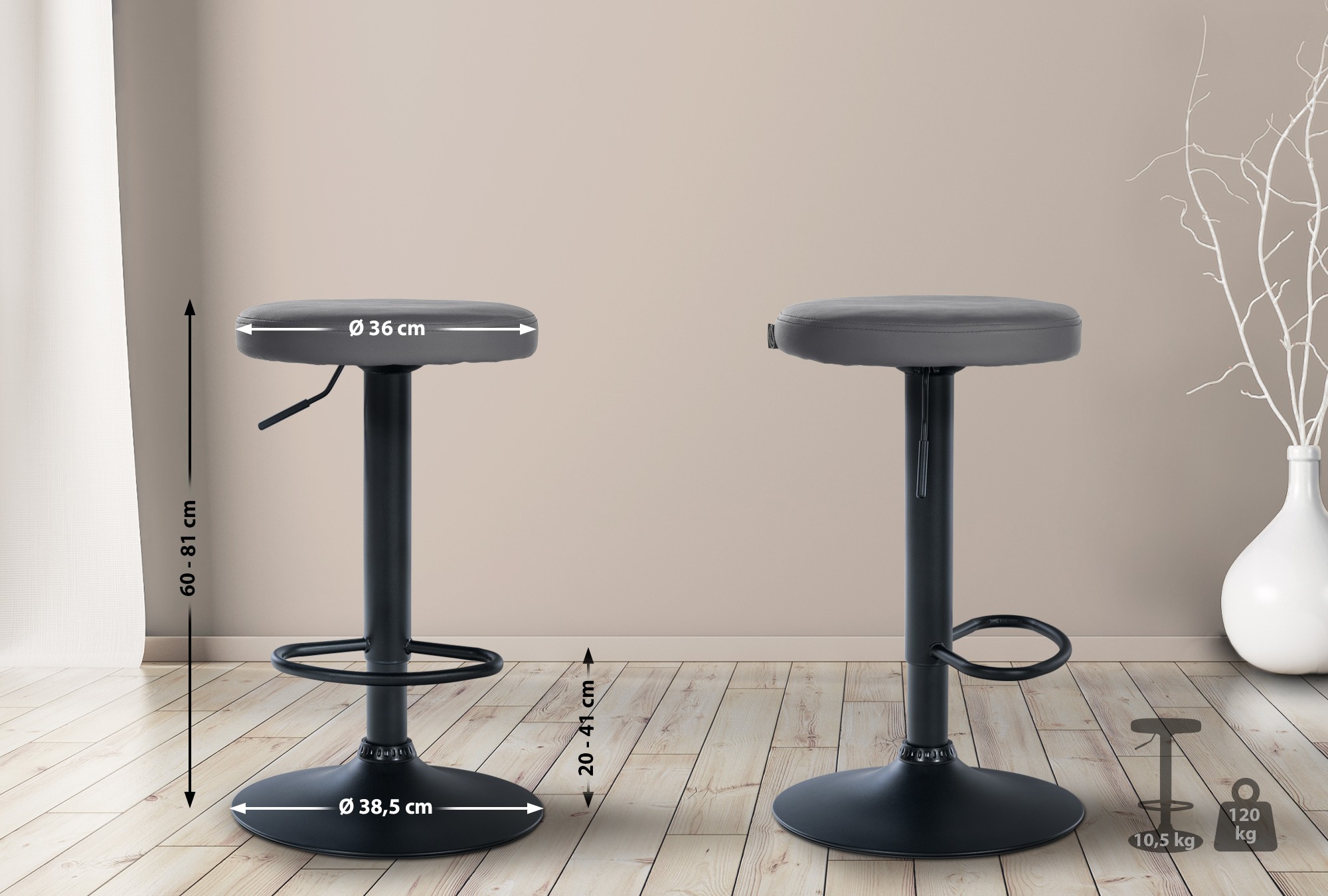 2er Set Barhocker Ponte Kunstleder