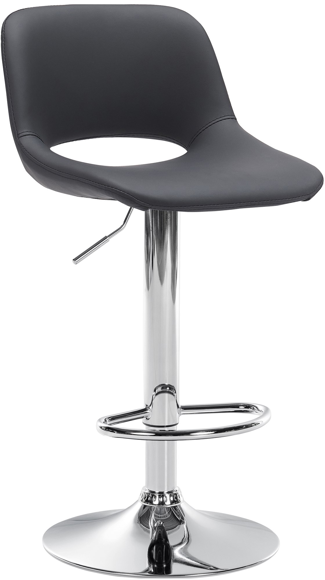 Barhocker Camden Kunstleder Metall in Chromoptik schwarz