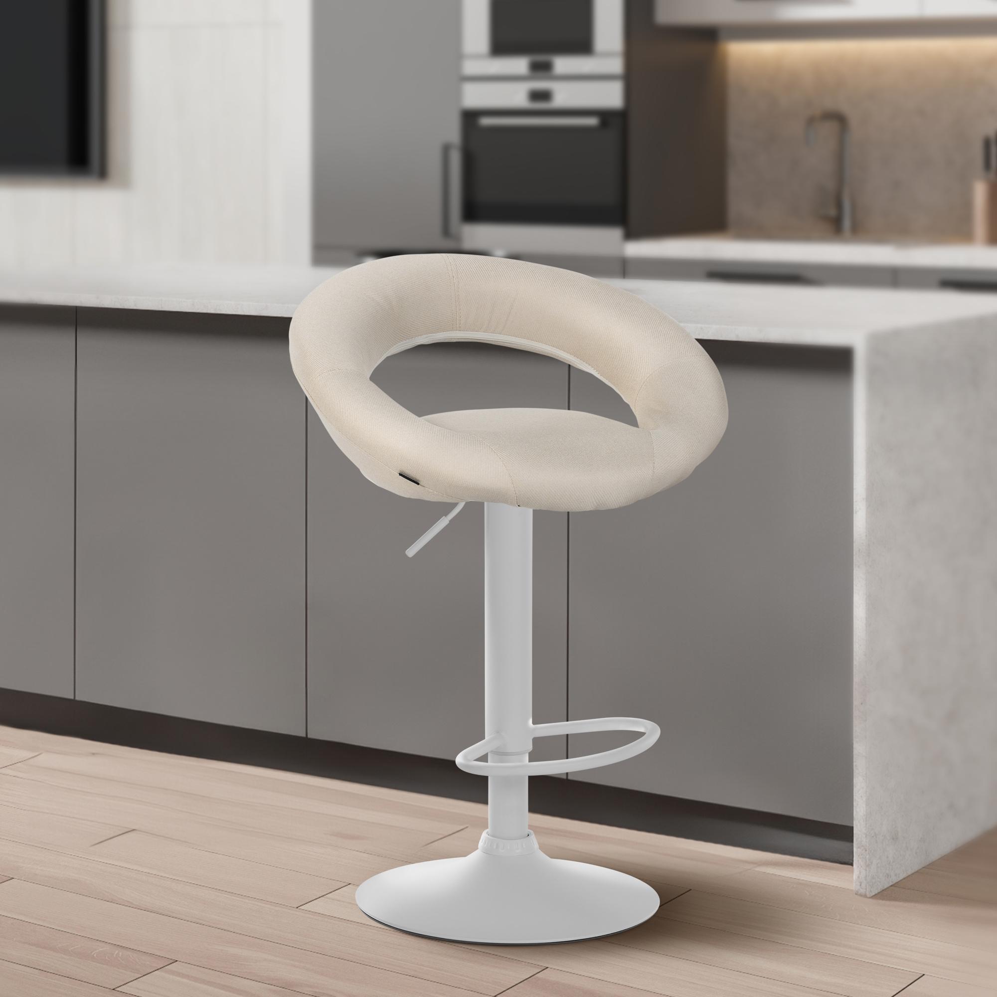 2er Set Barhocker Olinda Stoff creme weiß