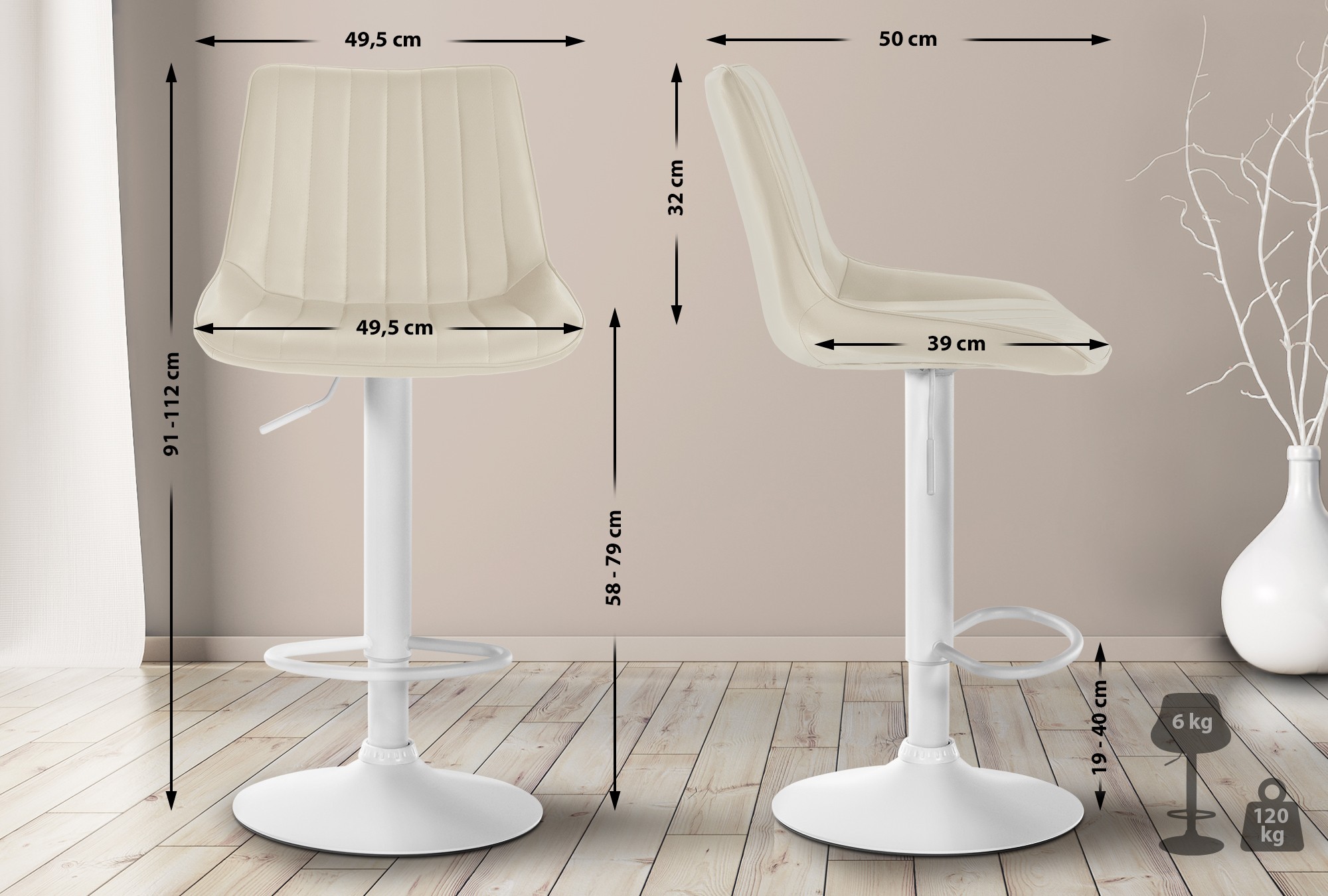 2er Set Barhocker Toni Kunstleder