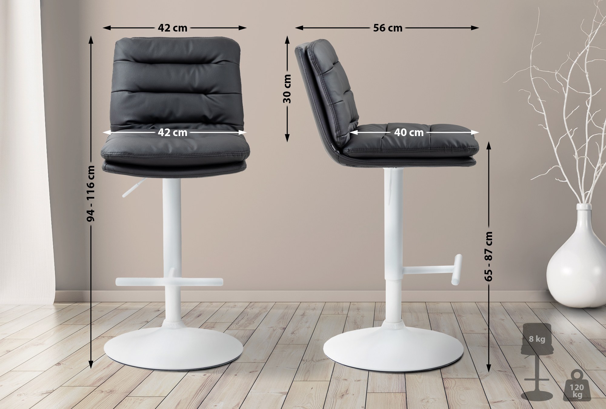 2er Set Barhocker Damar Kunstleder