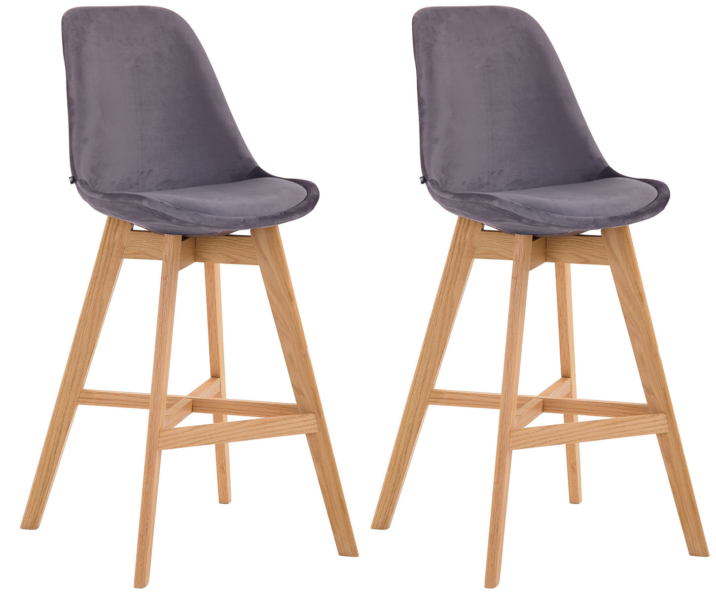 2er Set Barhocker Cannes Samt dunkelgrau natura