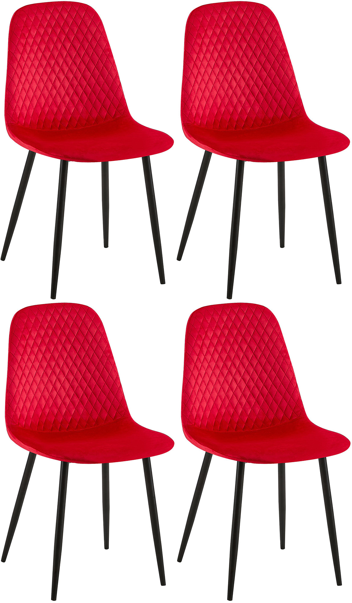 4er Set Stühle Giverny rot Samt