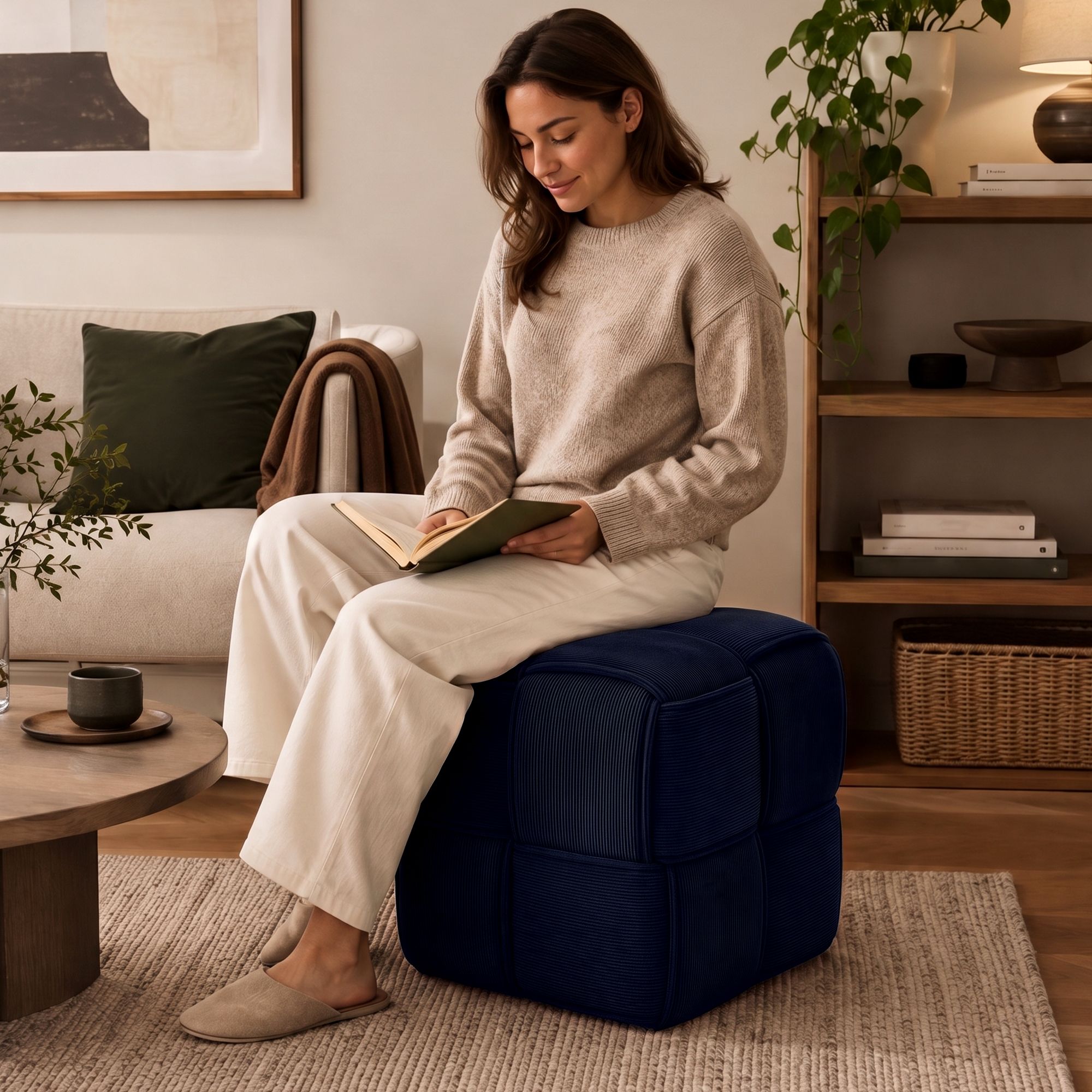 Sitzhocker Cord Forinta mitternachtsblau
