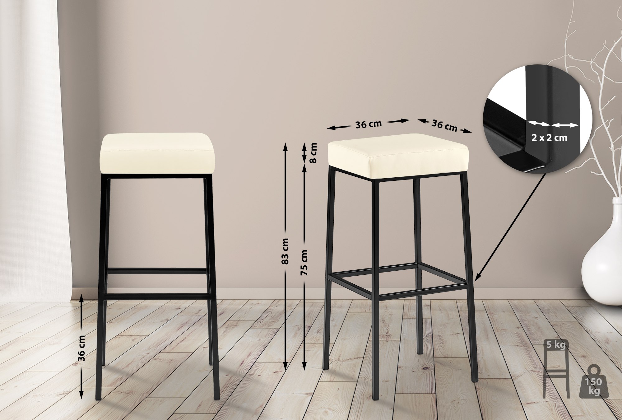 2er Set Barhocker Montreal Kunstlederbezug