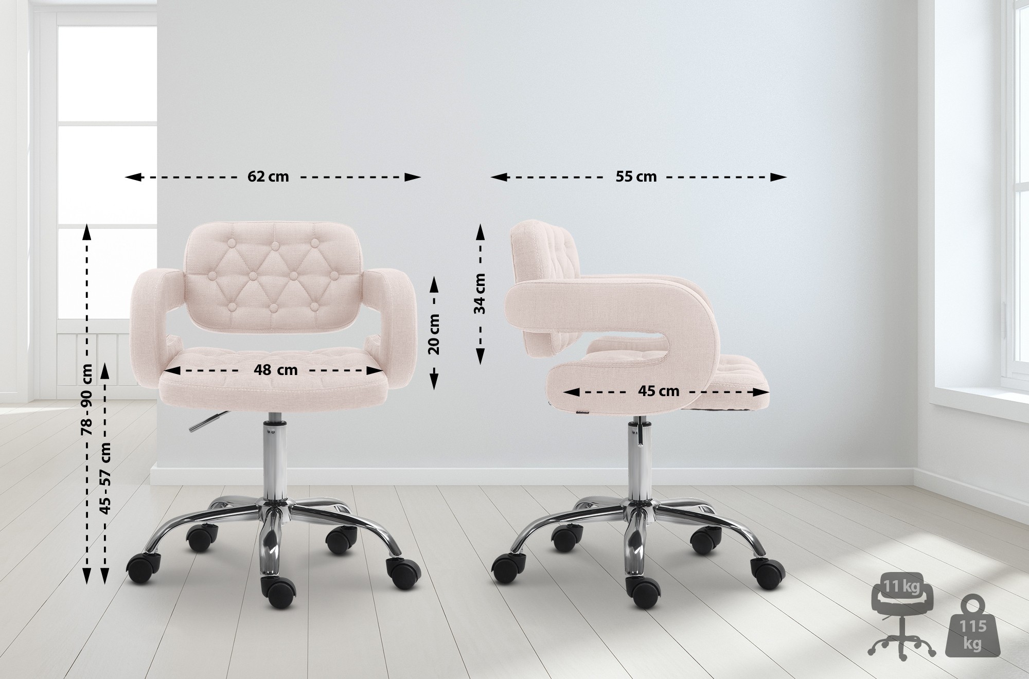Arbeitshocker Dublin Stoff beige