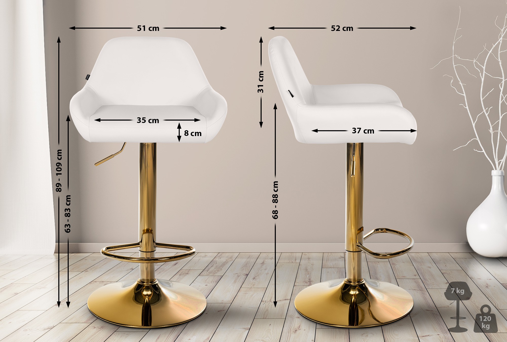 Barhocker Braga Gold Kunstleder