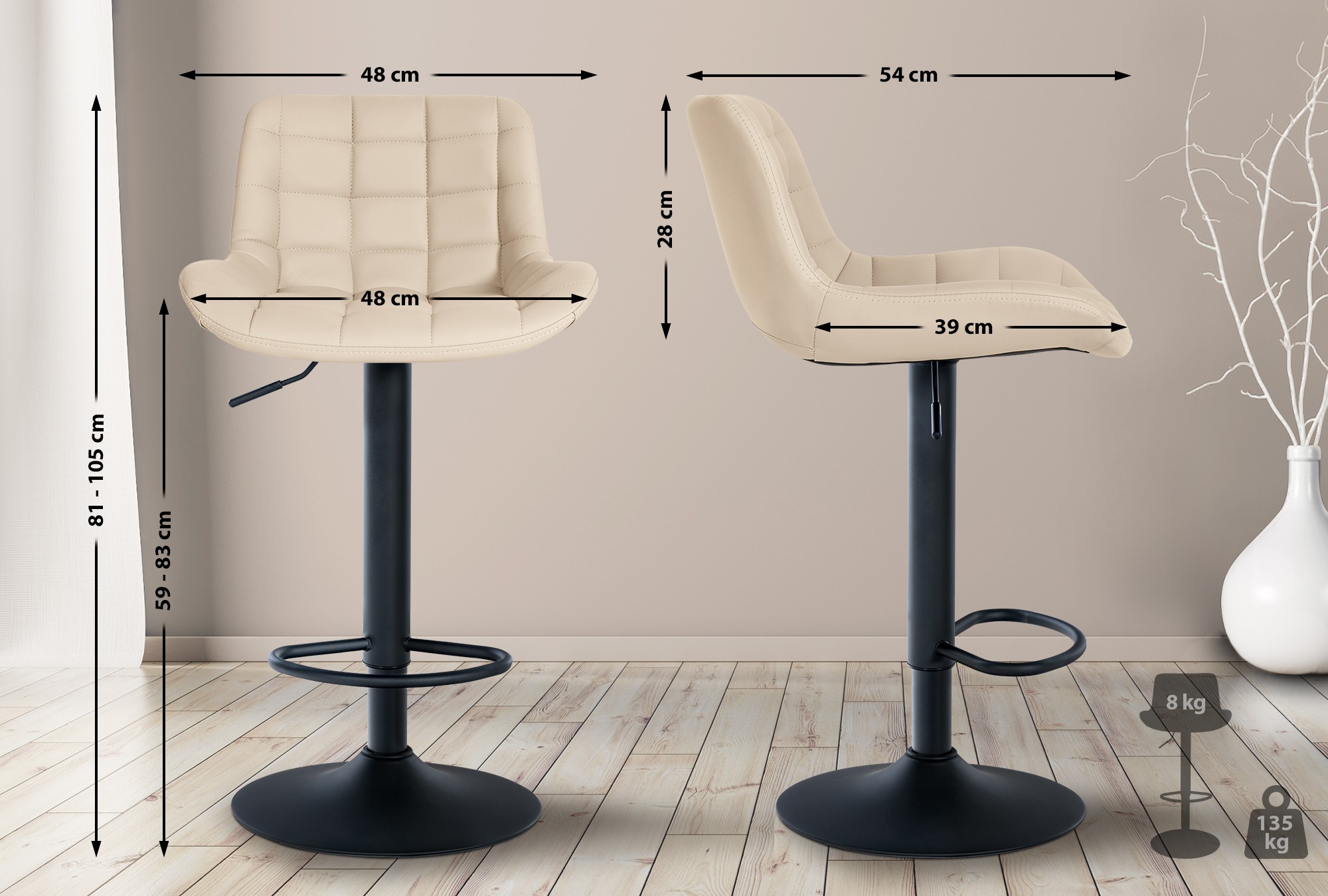 2er Set Barhocker Tover