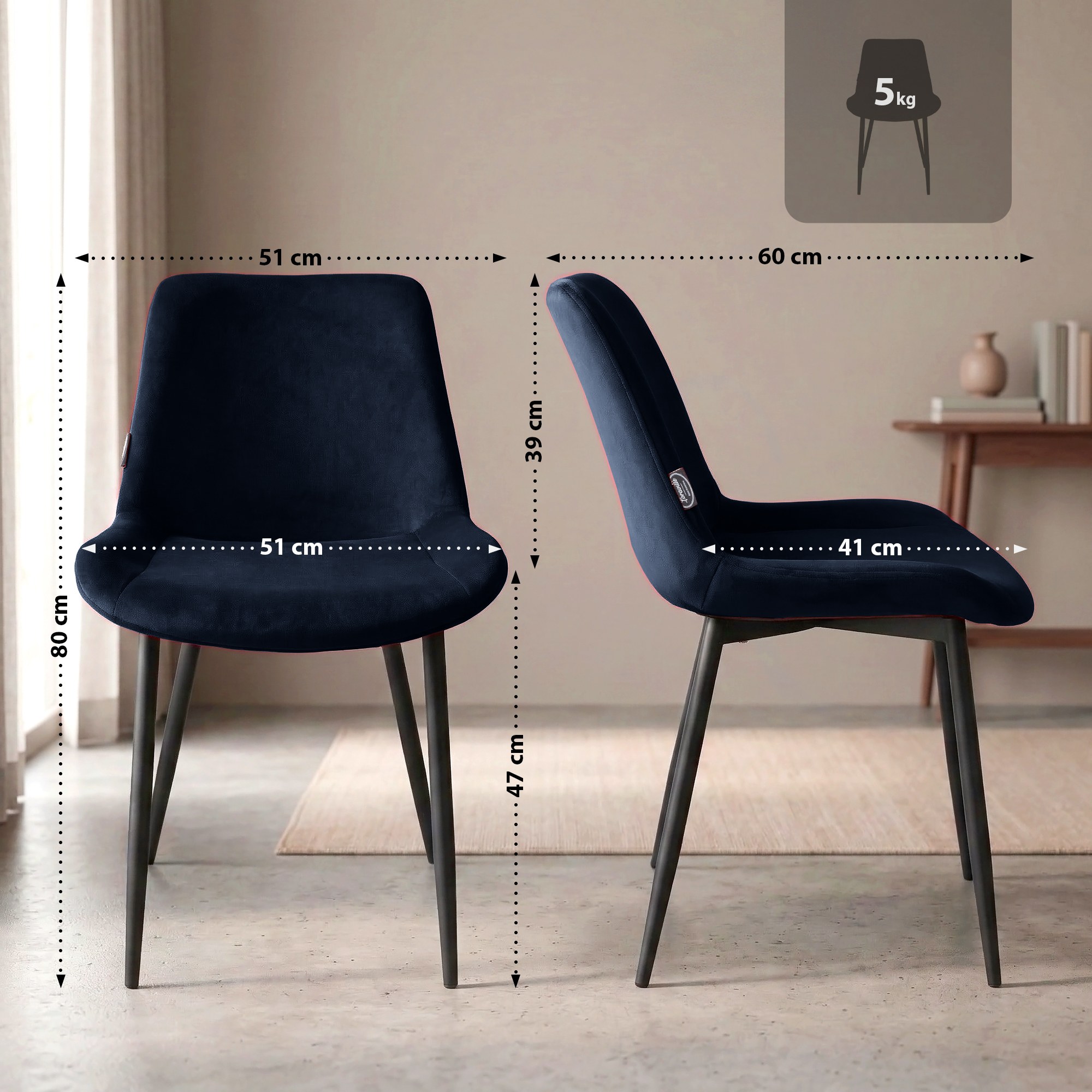2er Set Esszimmerstühle Victoria Samt