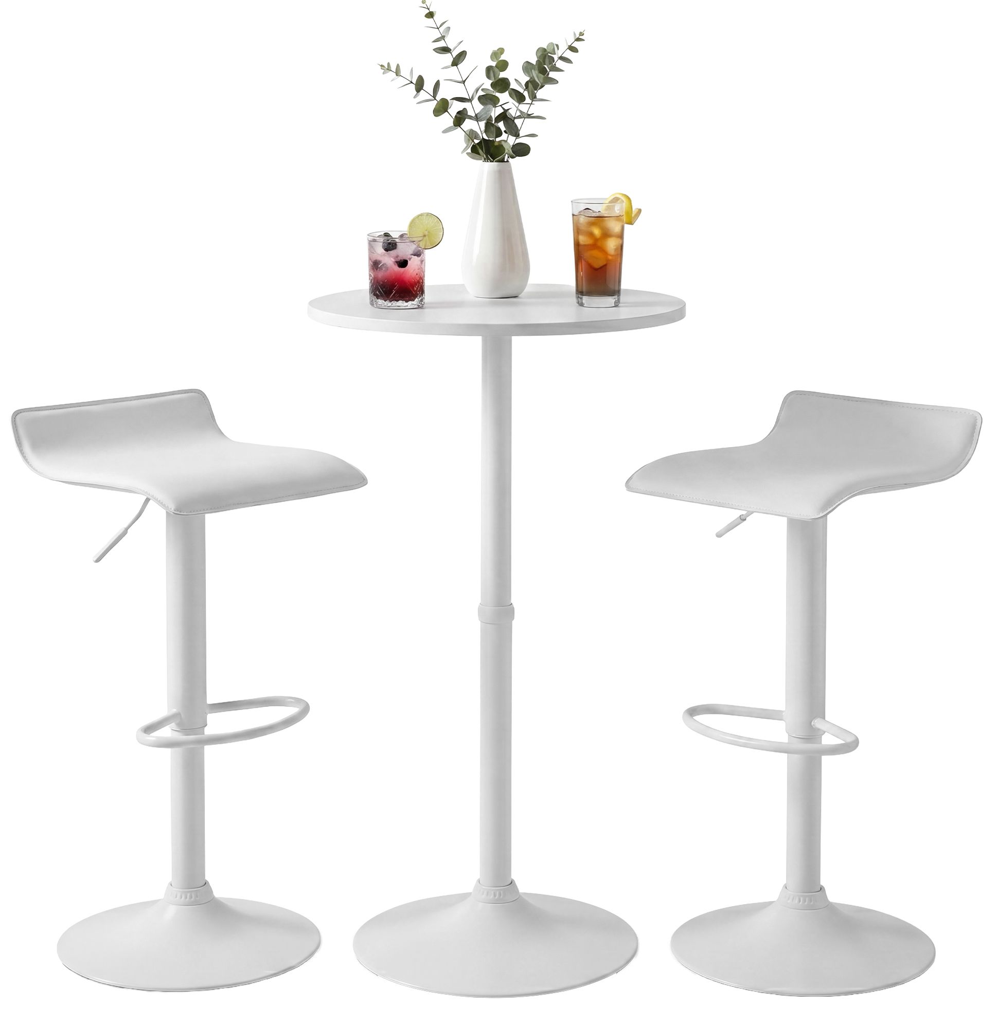 Bartisch-Set Lumo mit zwei Barhockern weiß