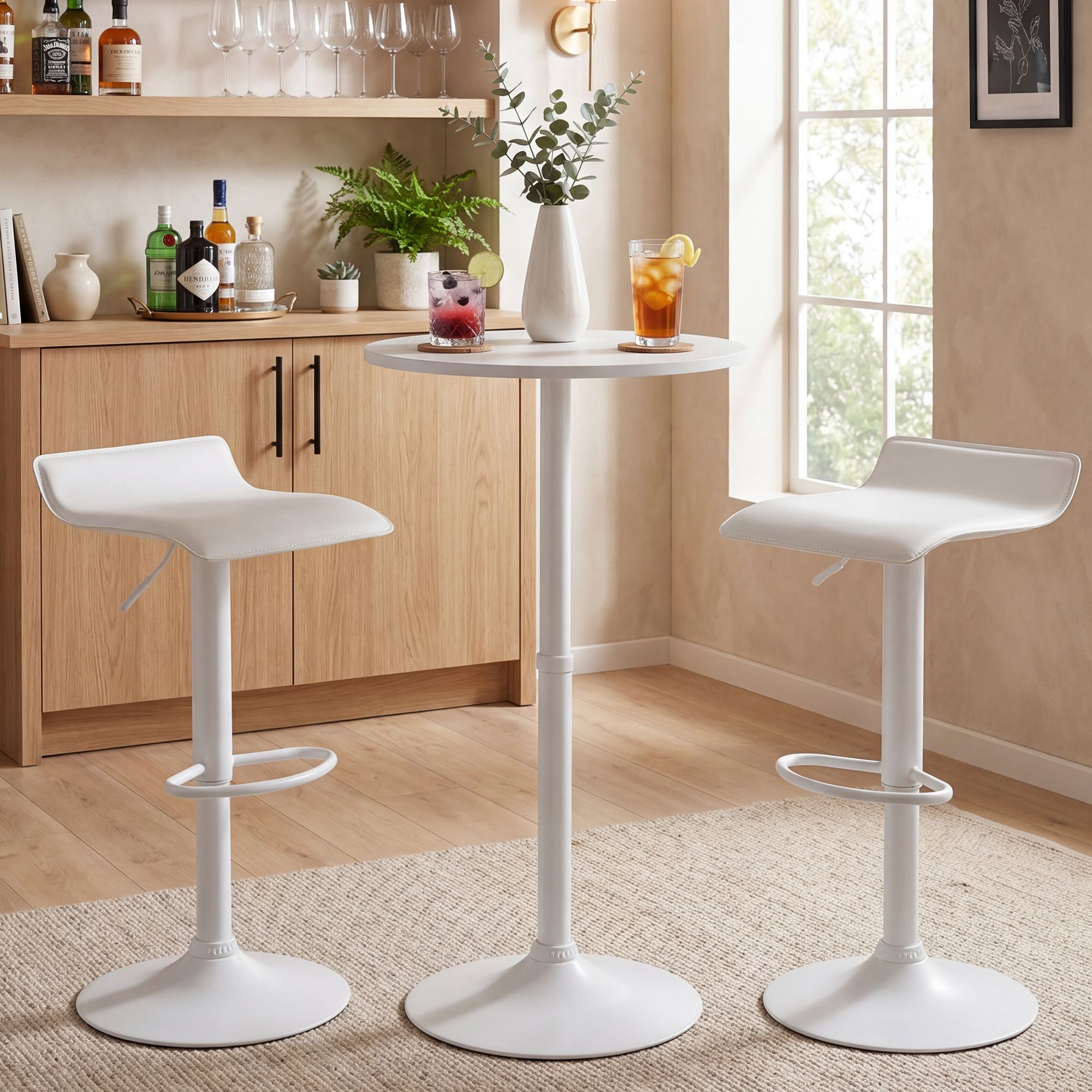 Bartisch-Set Lumo mit zwei Barhockern weiß