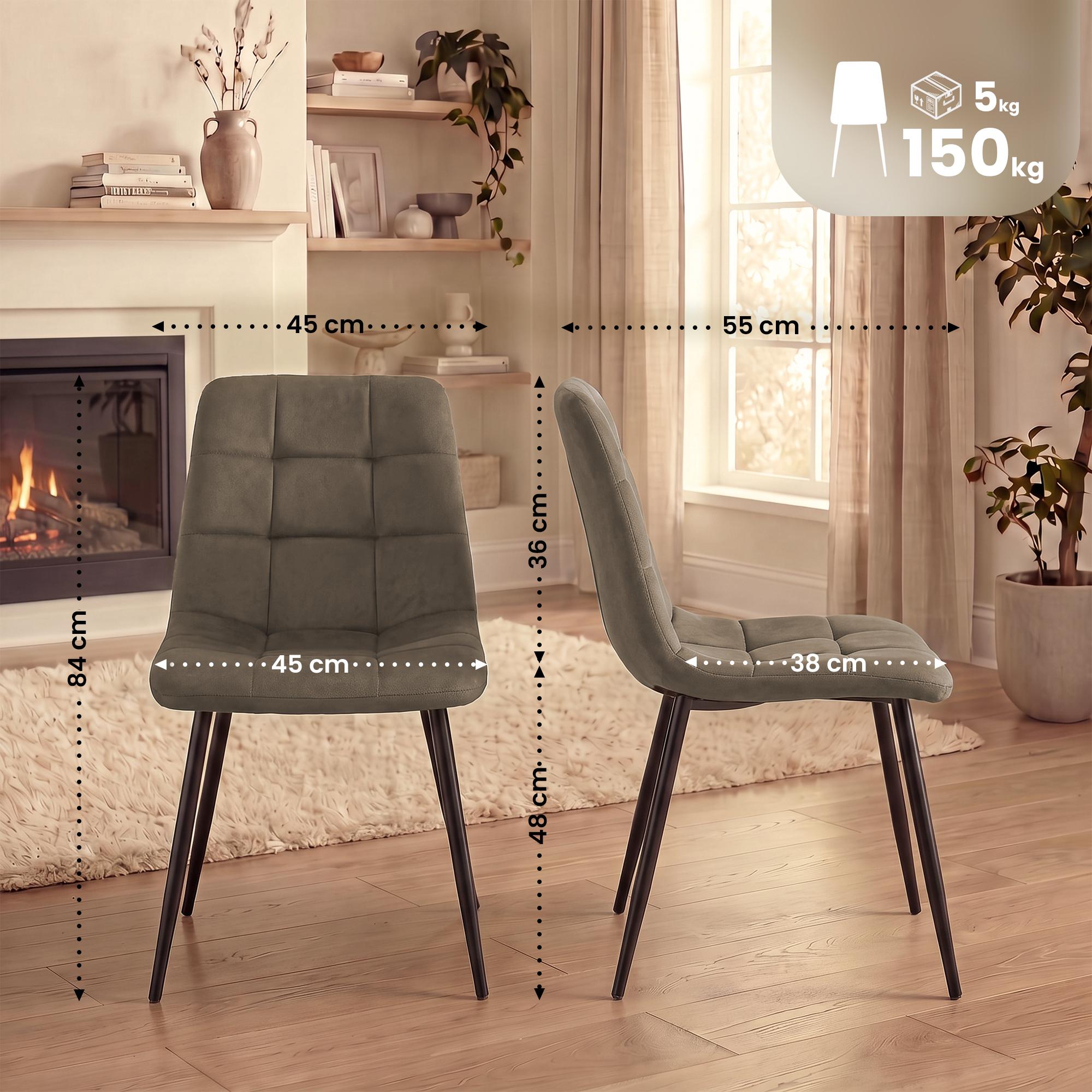 4er Set Esszimmerstühle Tilde taupe Samt