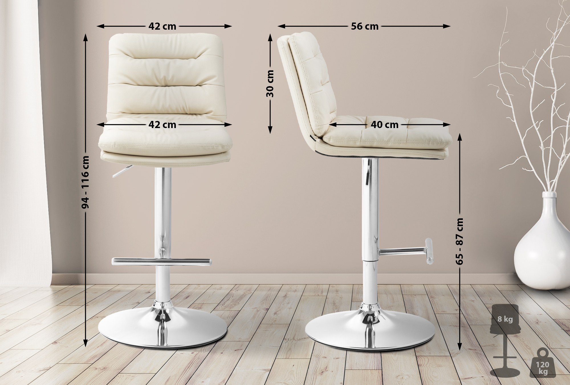 2er Set Barhocker Damar Kunstleder