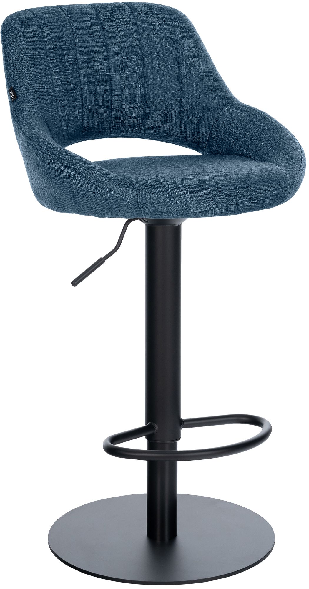 Barhocker Milet Schwarz mit extra schwerem Standfuß blau Stoff