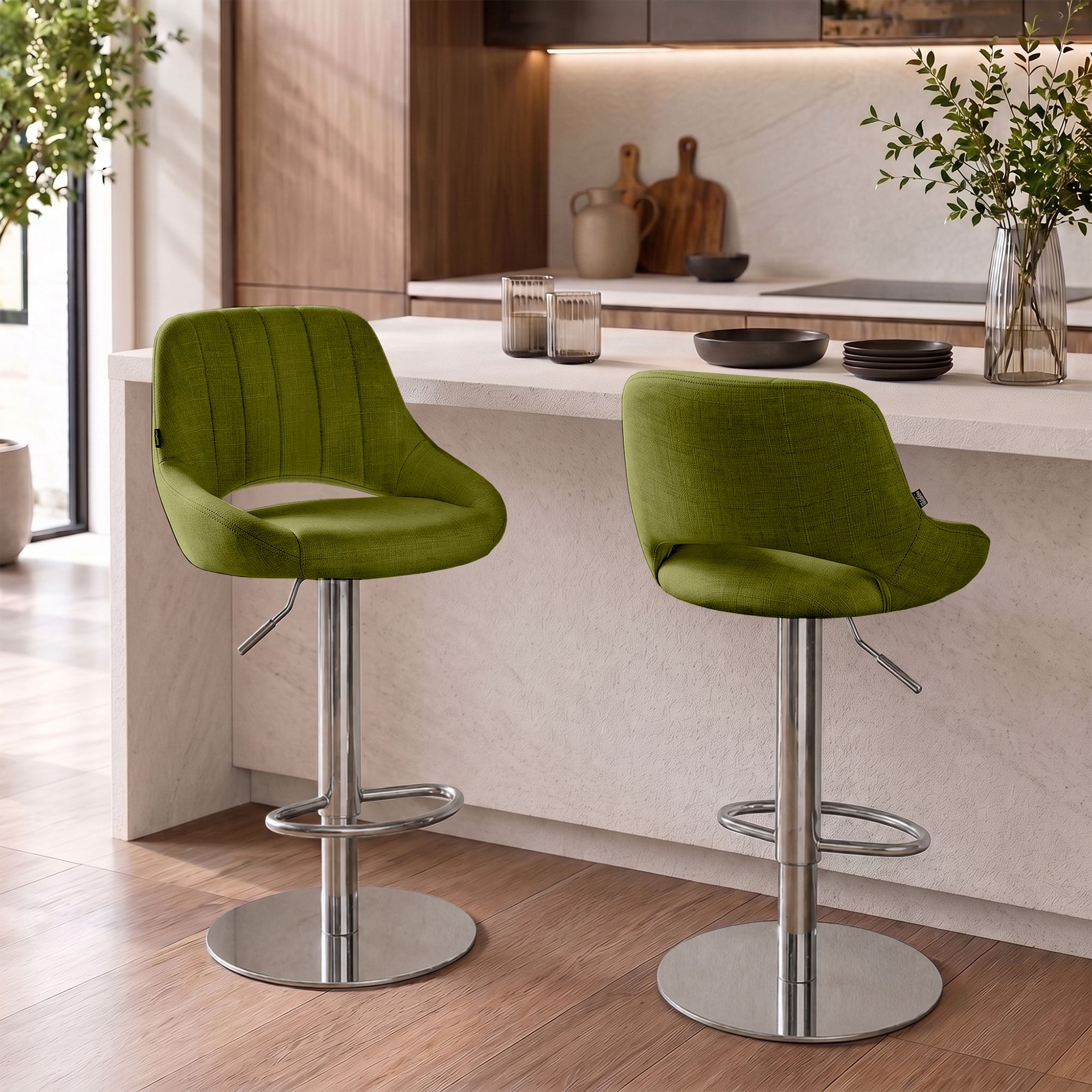 2er Set Barhocker Milet Chrom mit extra schweren Standfüßen