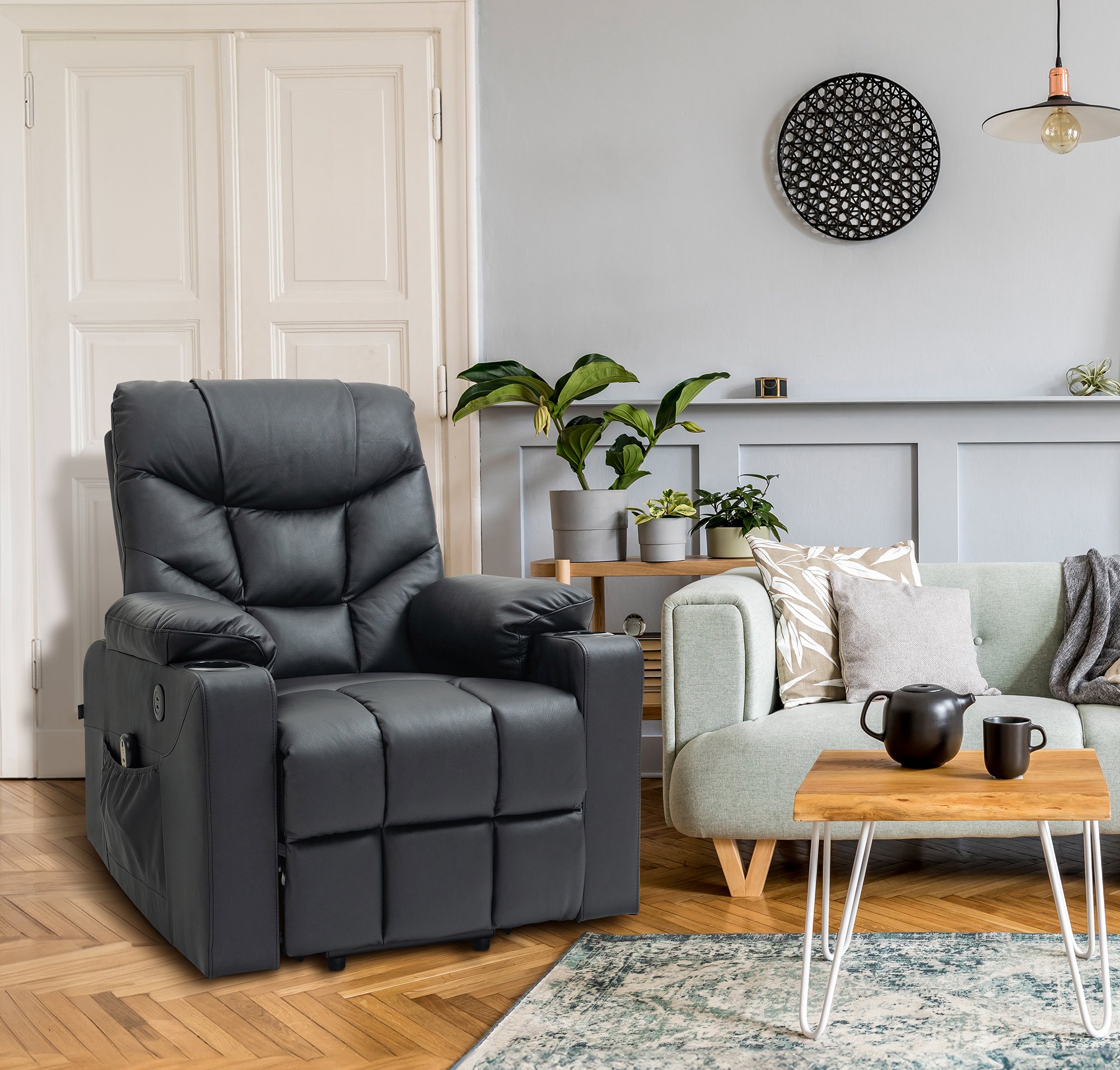 Sessel Andover schwarz Echtleder