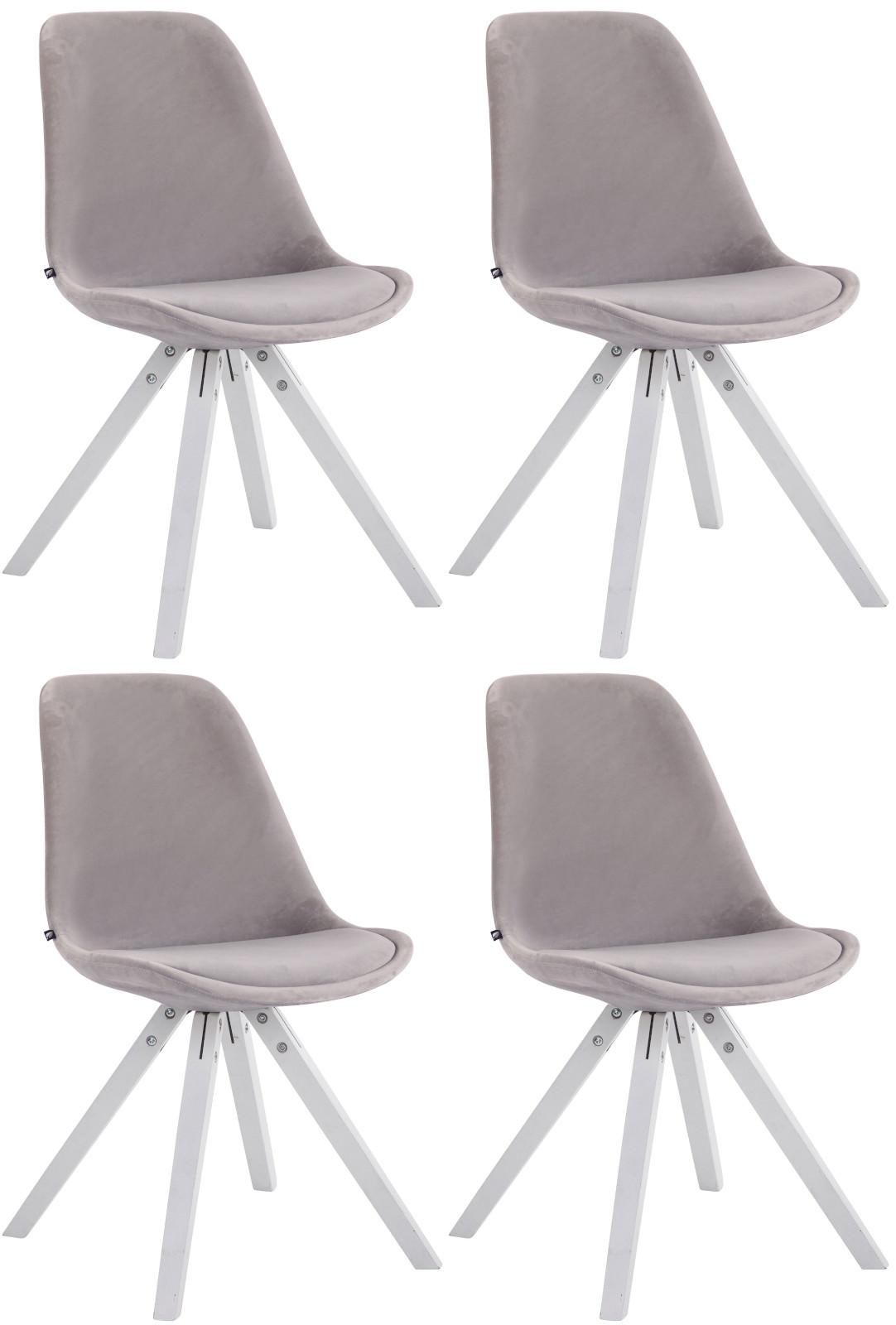 4er Set Stühle Toulouse Samt Square grau weiß