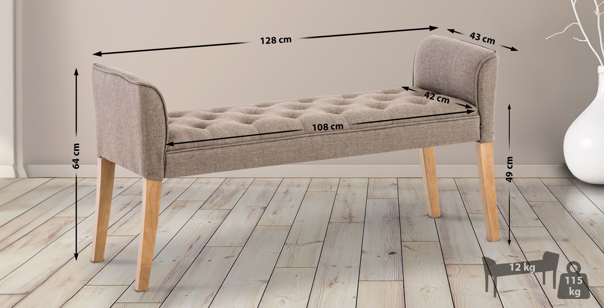 Chaiselongue Cleopatra taupe antik-hell