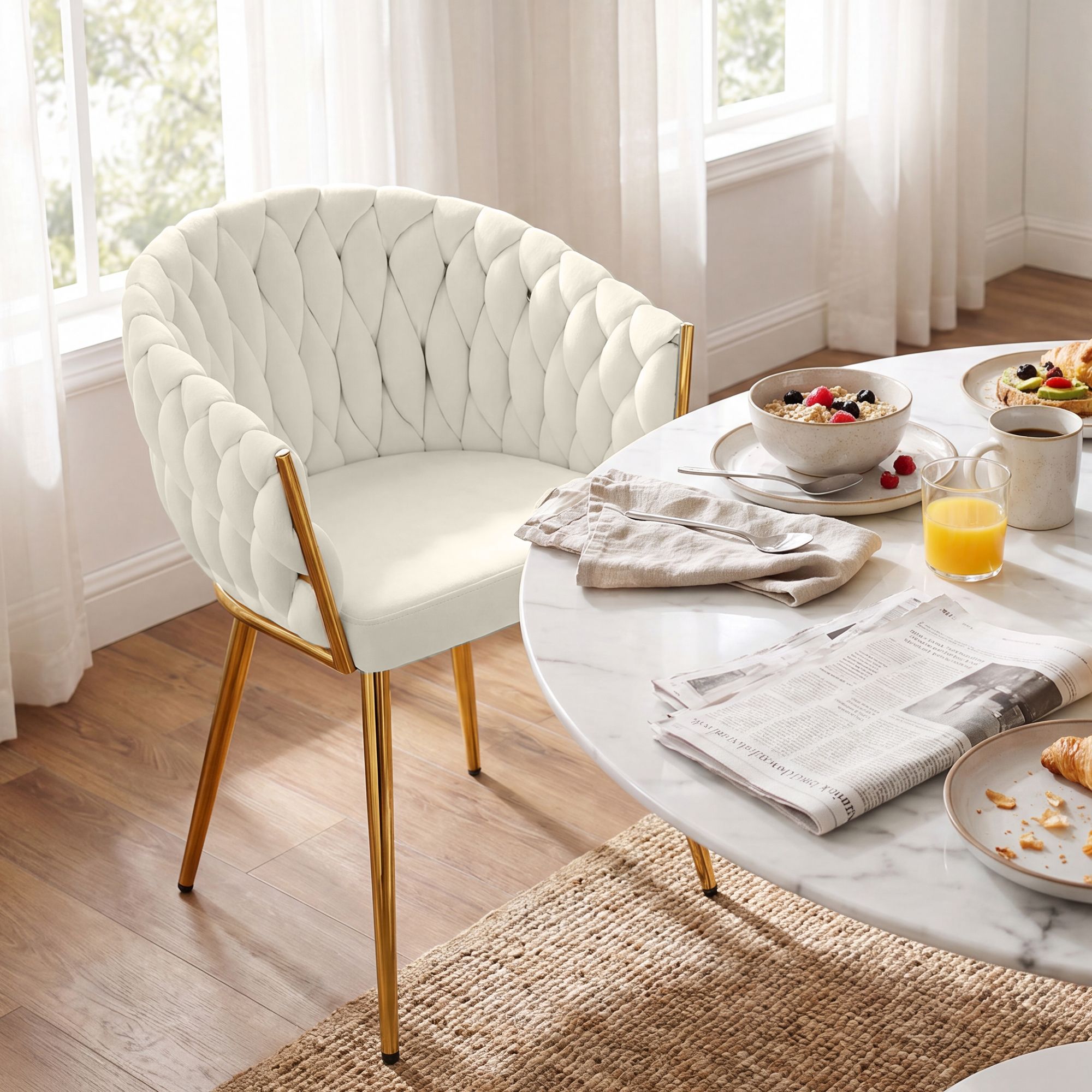 Esszimmerstuhl Molise Samt Gold creme Samt