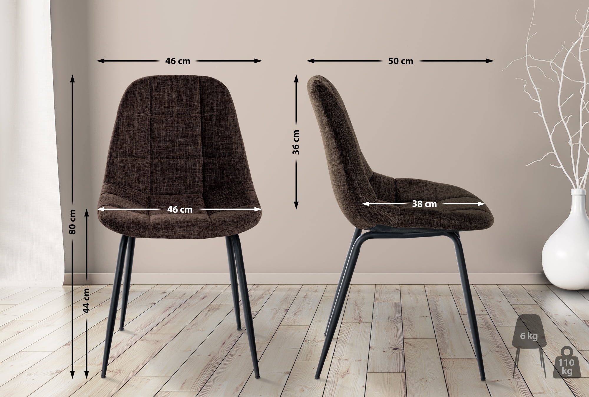 2er Set Stuhl Tom braun Stoff