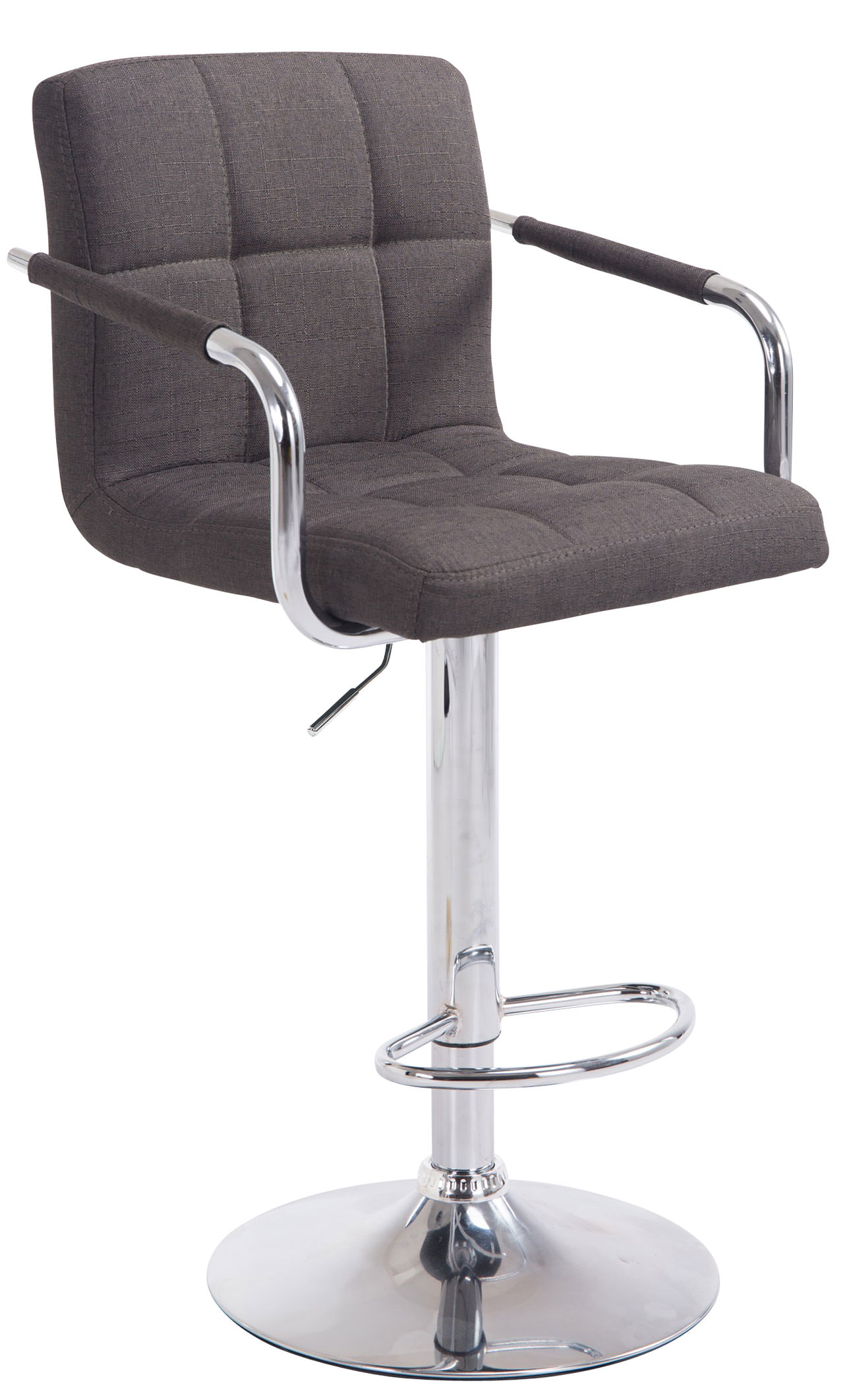 Barhocker Lucy V2 Stoff dunkelgrau chrom