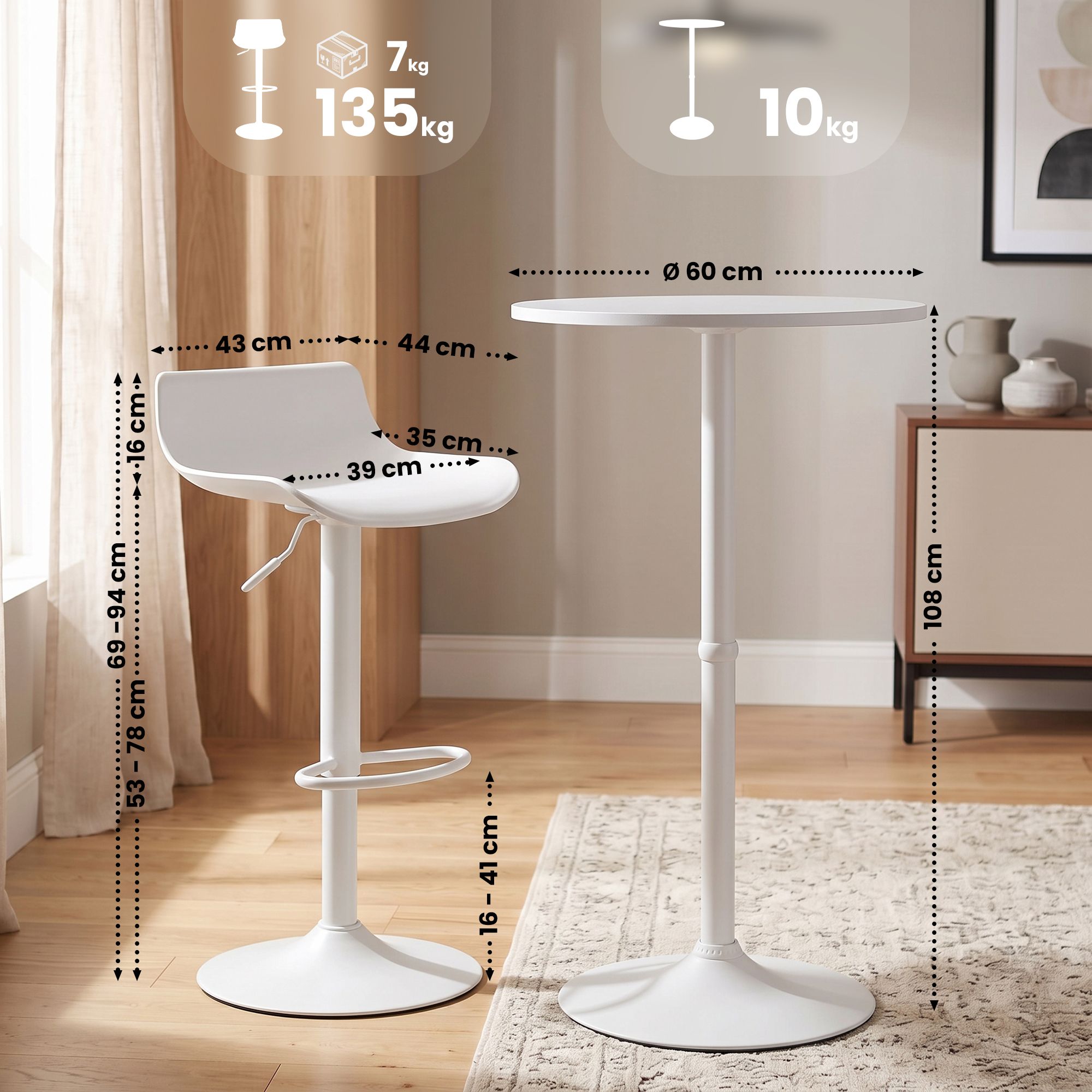 Bartisch-Set Fernie mit zwei Barhockern