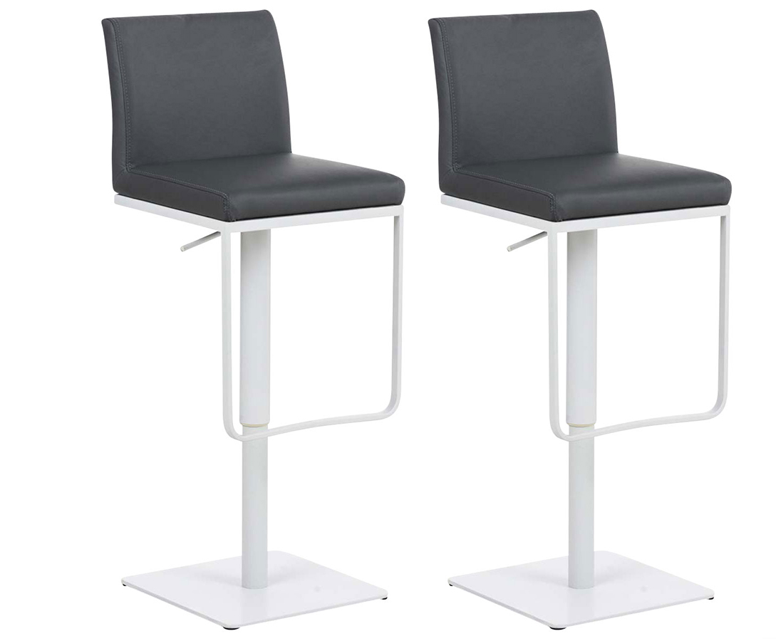 2er Set Barhocker Panama Kunstlederbezug grau weiß