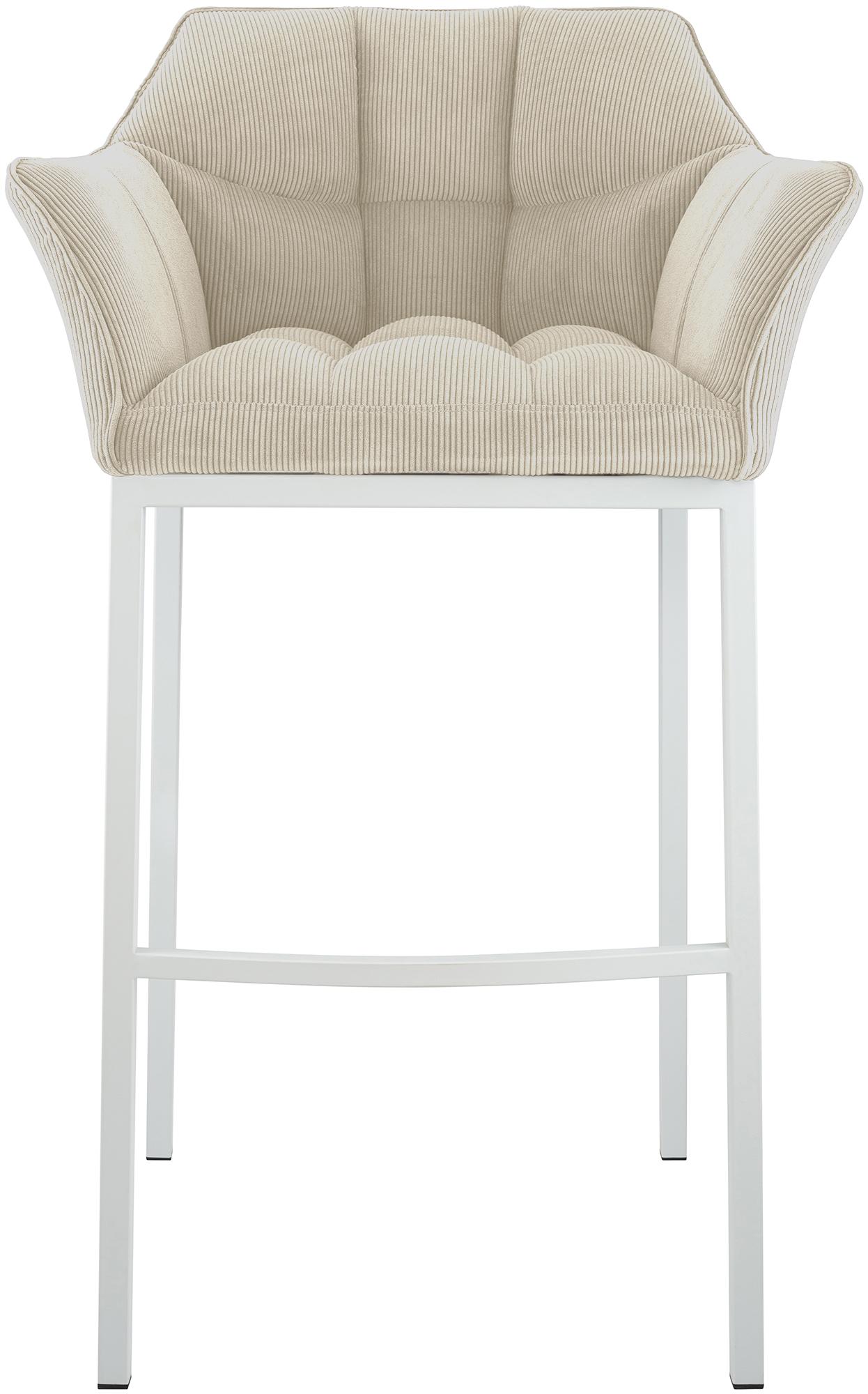 Barhocker Damaso Cord mit Vierfußgestell creme weiß