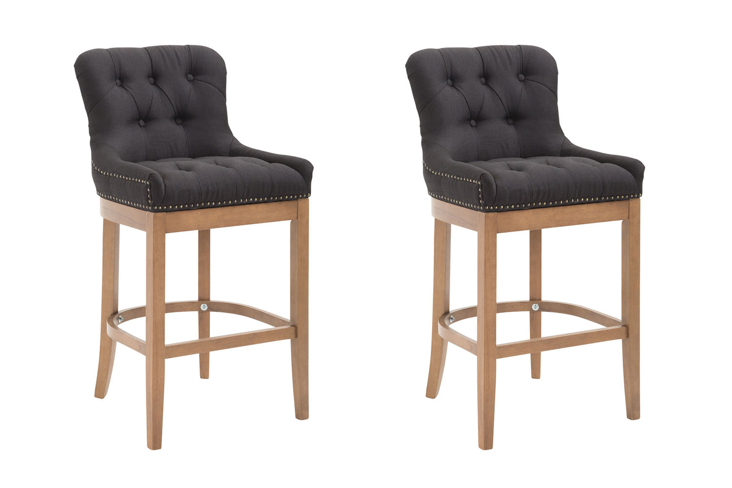 2er Set Barhocker Lakewood Stoff schwarz antik-hell