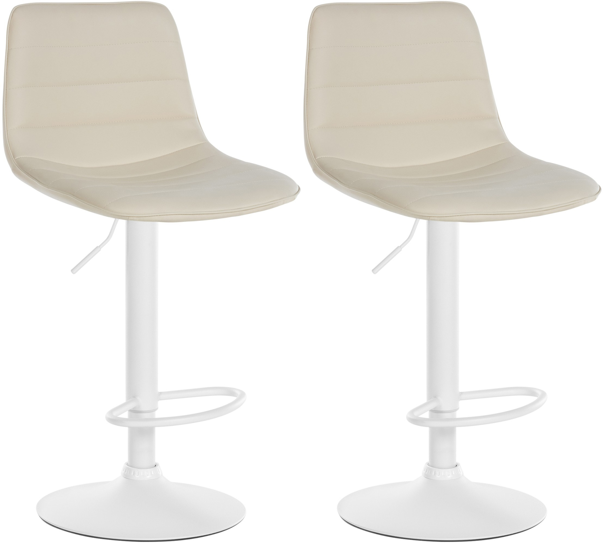 2er Set Barhocker Lex Kunstleder Metall matt weiss creme