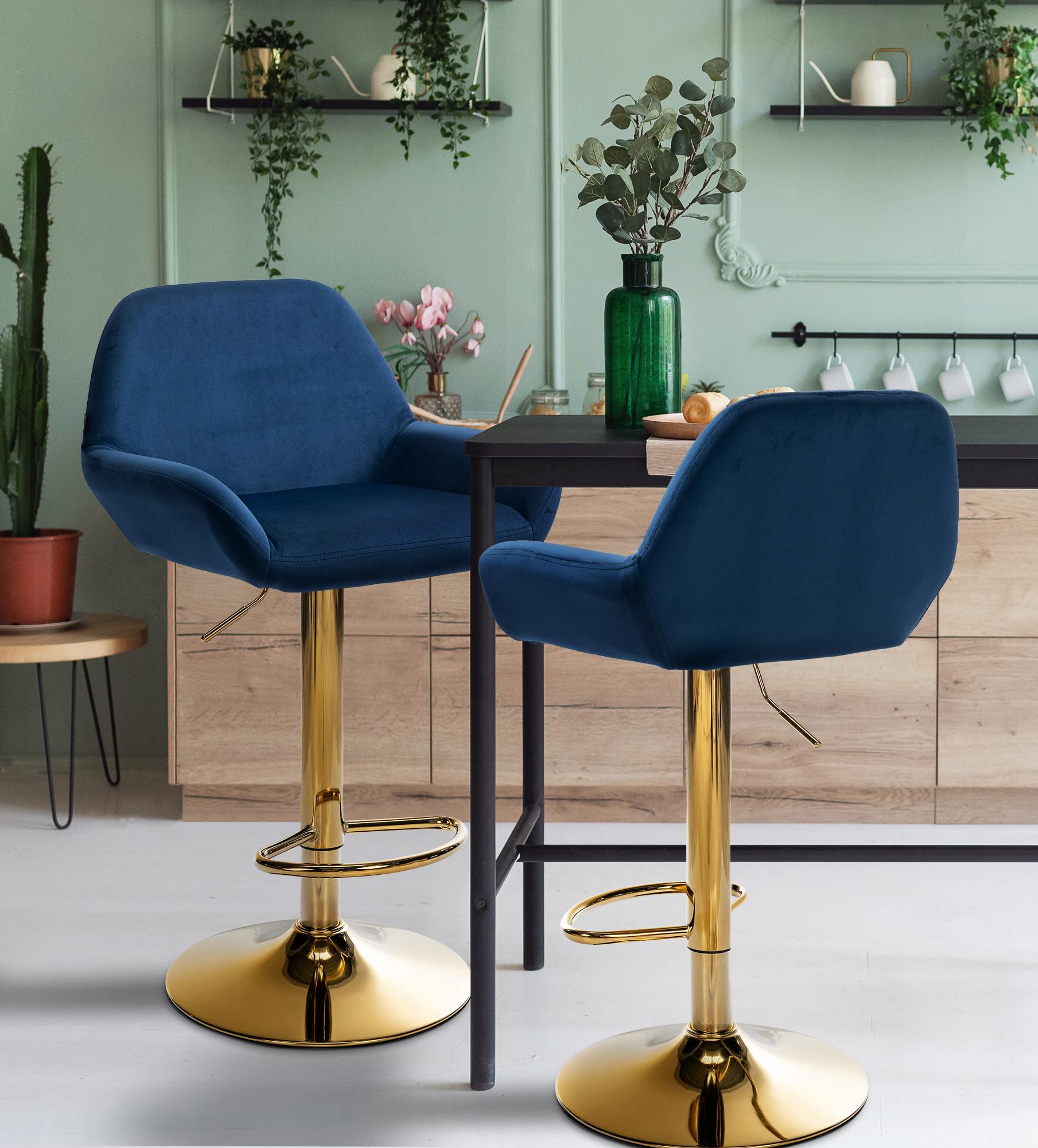 2er Set Barhocker Braga Gold Samt