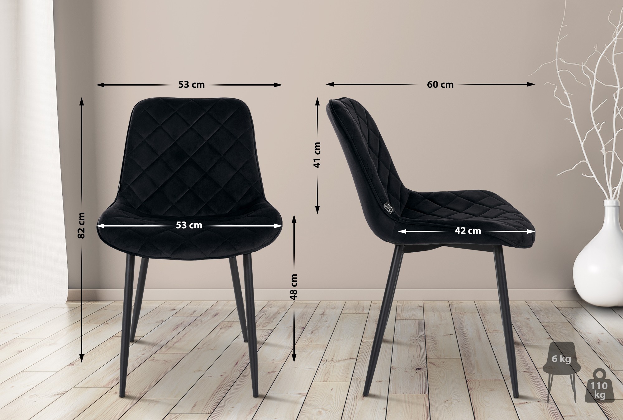 4er Set Stühle Springs Samt