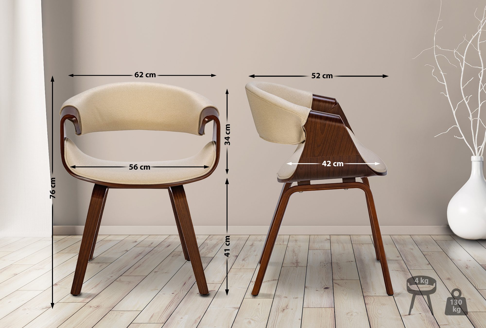 2er Set Esszimmerstuhl Foley