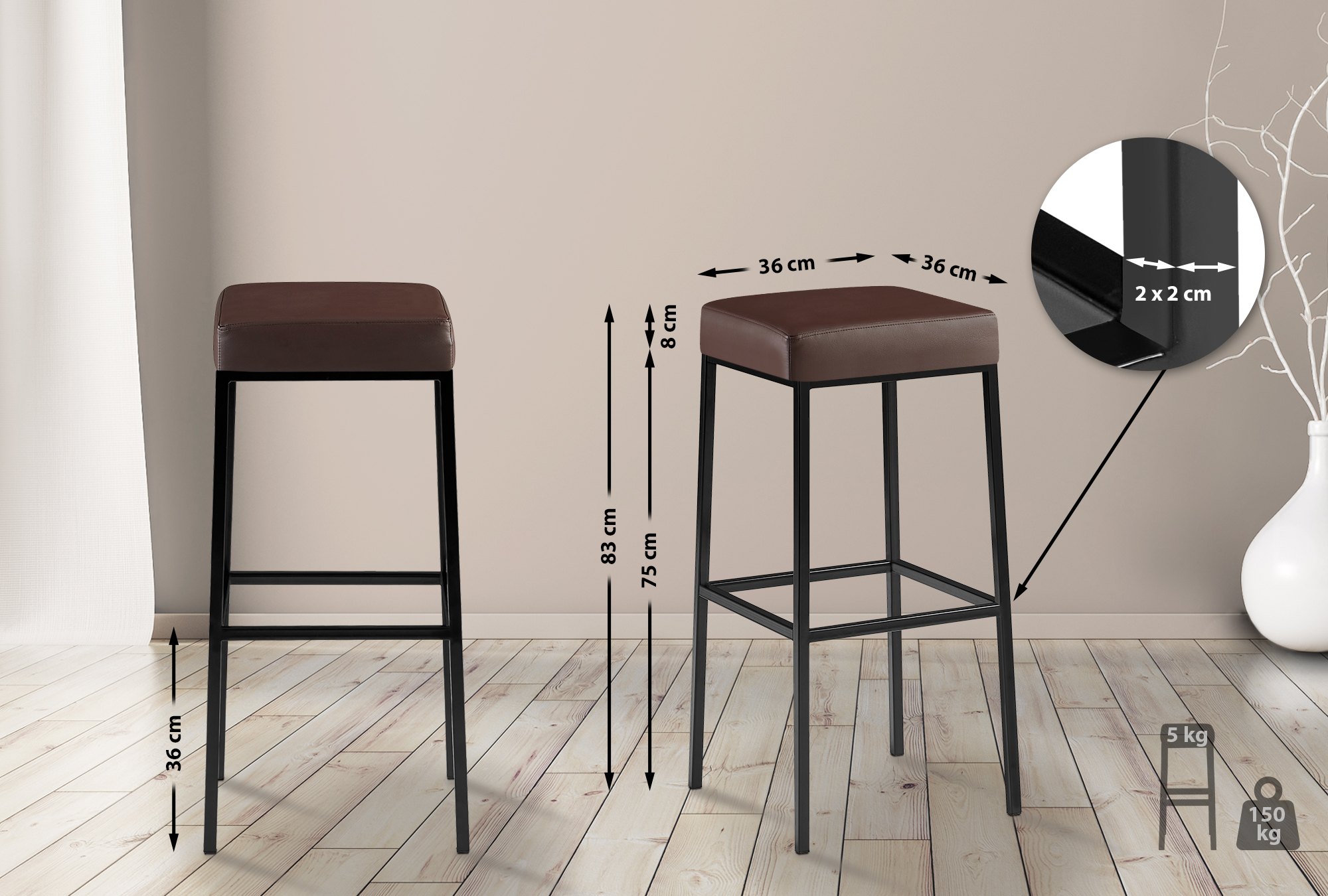 2er Set Barhocker Montreal Kunstlederbezug