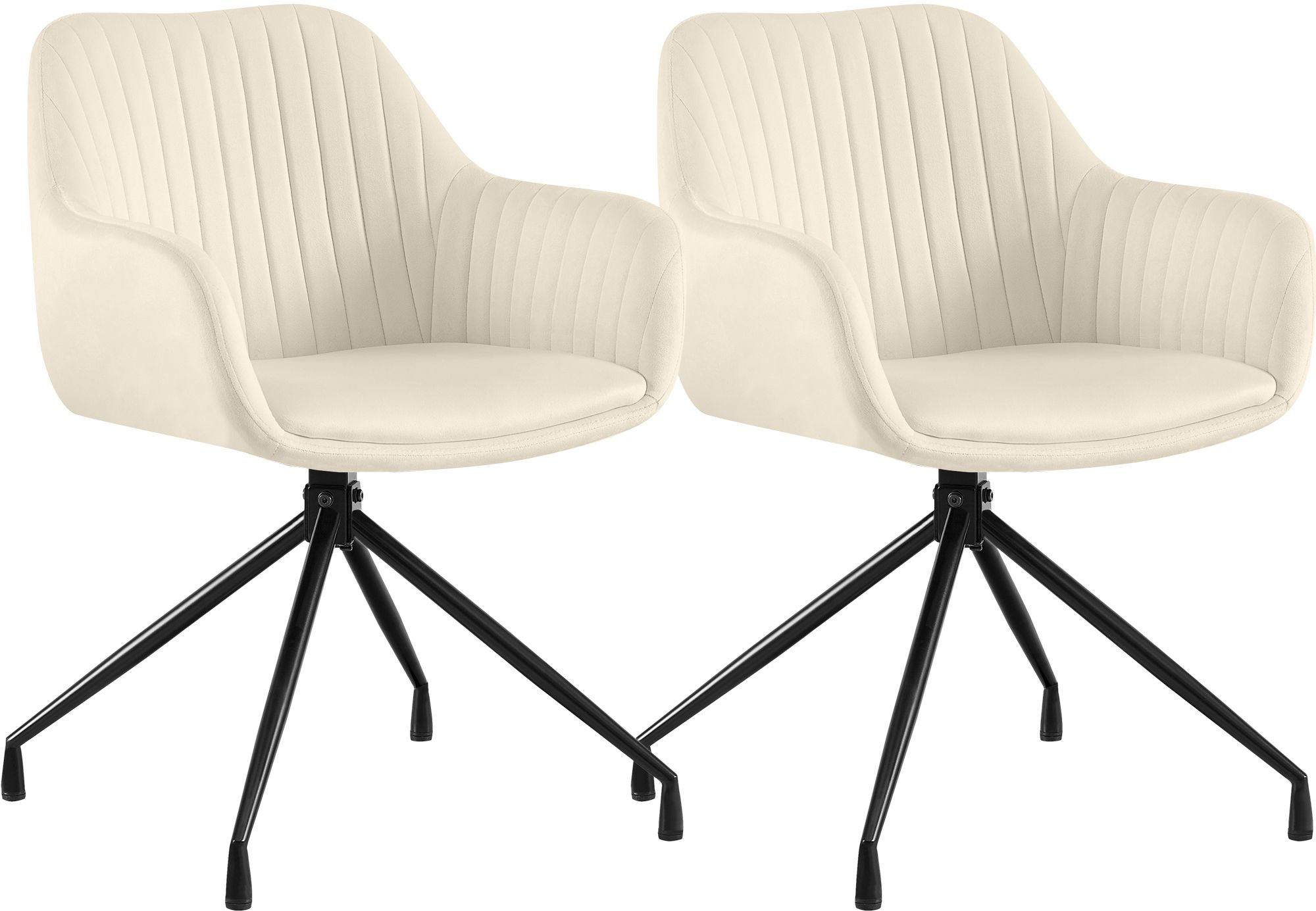 2er Set Esszimmerstühle Novanis creme Samt