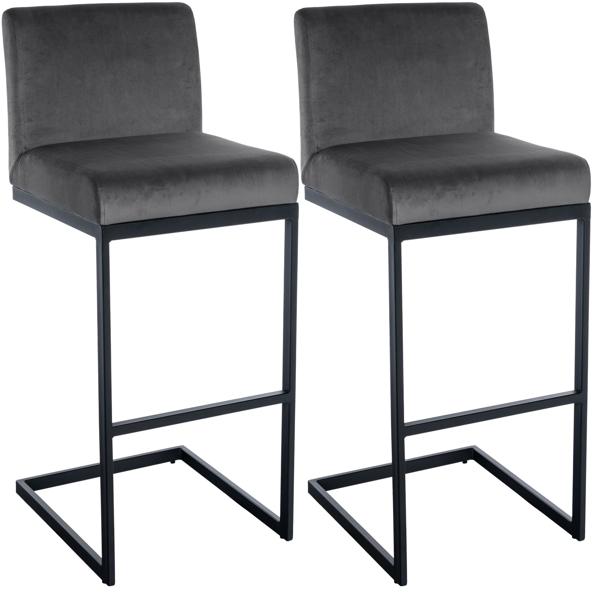2er Set Barhocker Hopewell Samt dunkelgrau