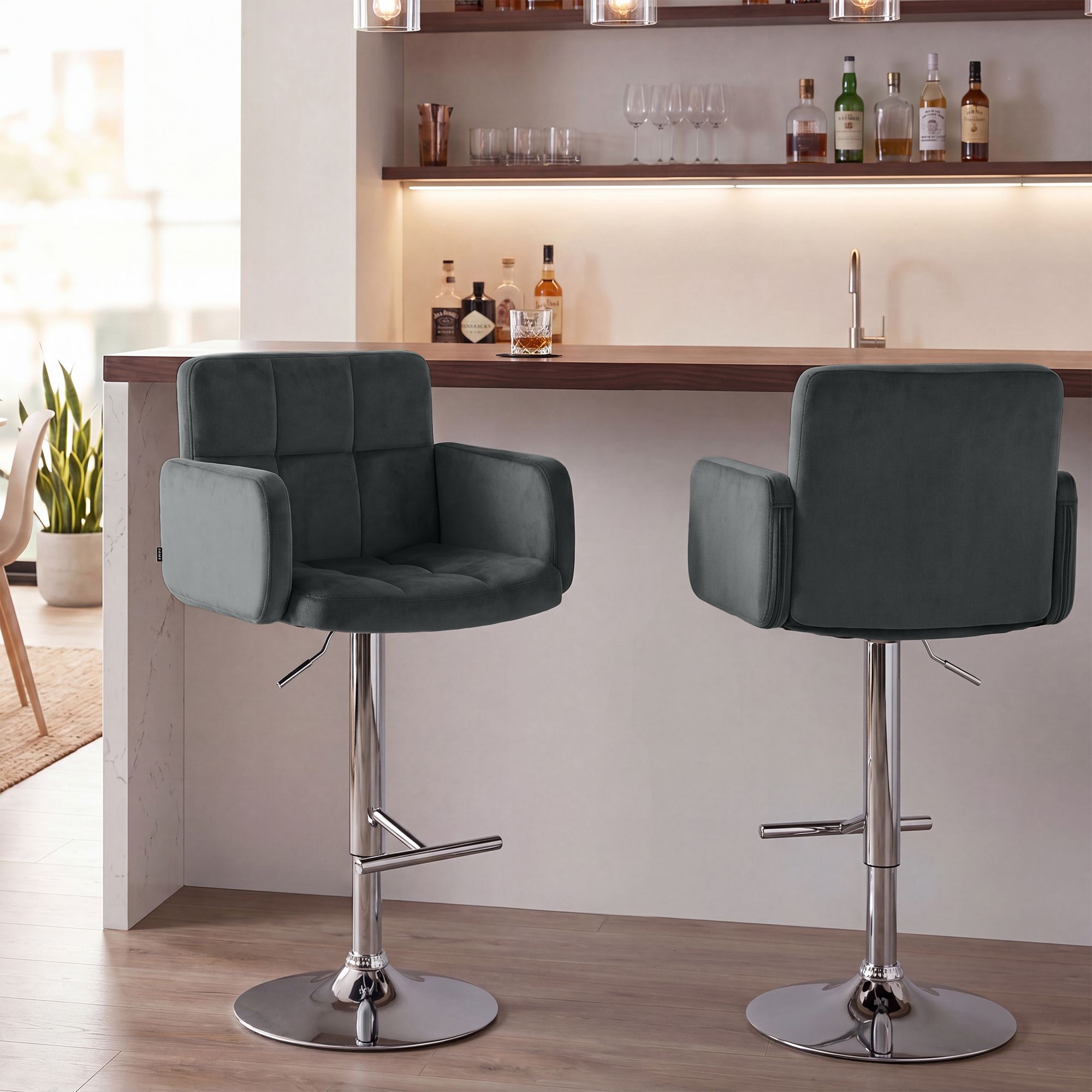 2er Set Barhocker Los Angeles Samt