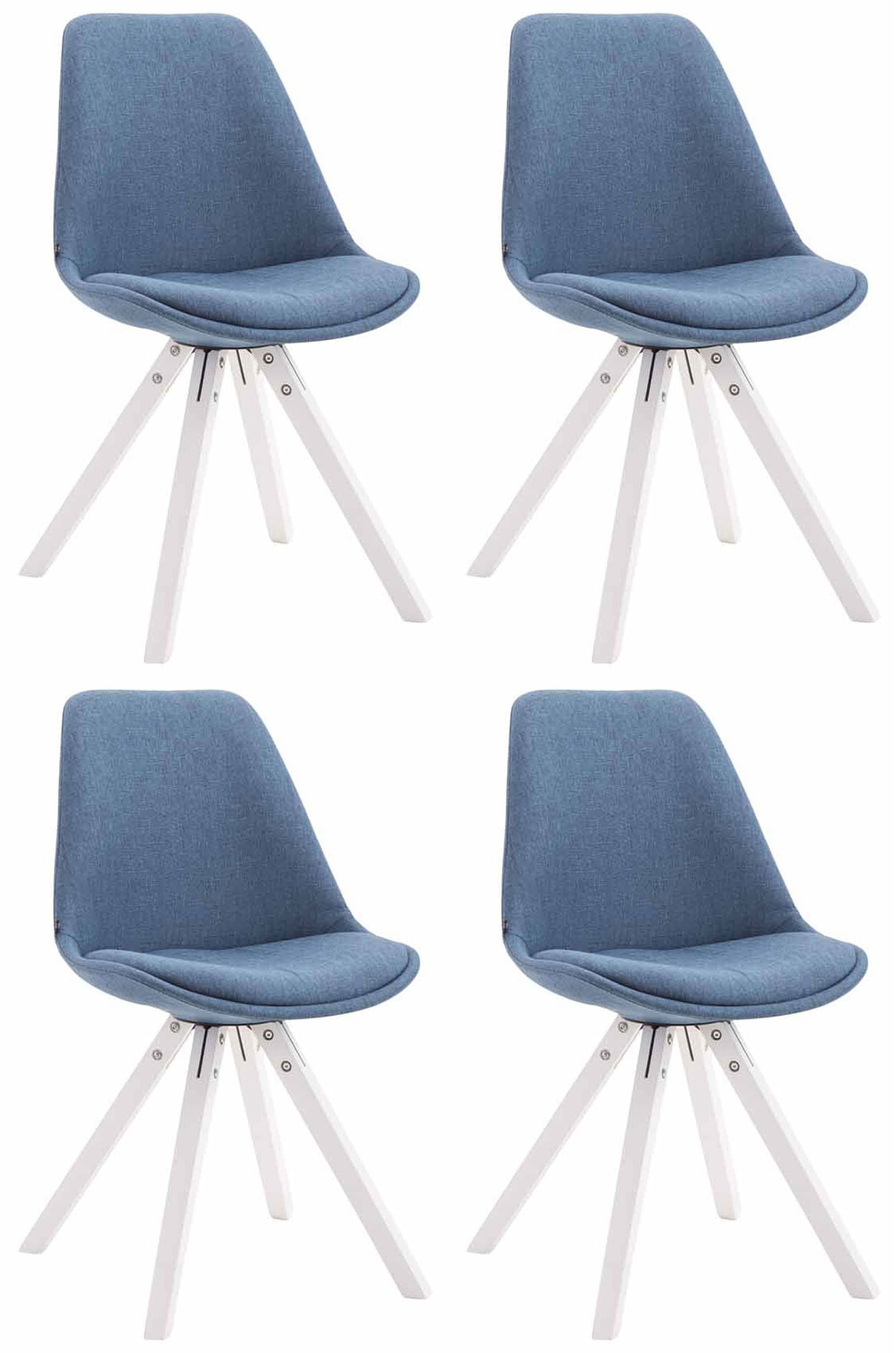 4er Set Besucherstühle Toulouse Stoff Square blau weiß