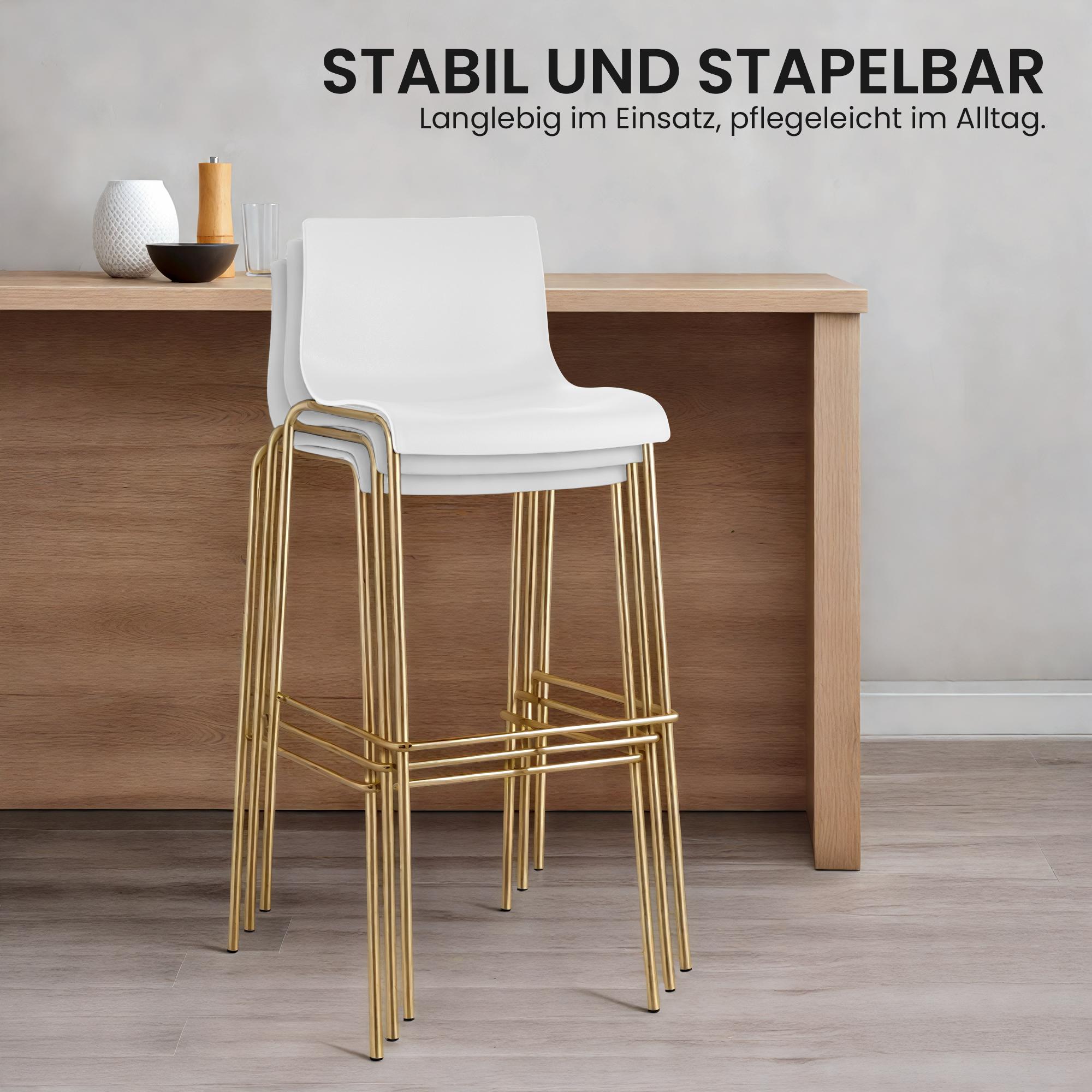 2er Set Barhocker Hover Kunststoff Vierfußgestell Gold