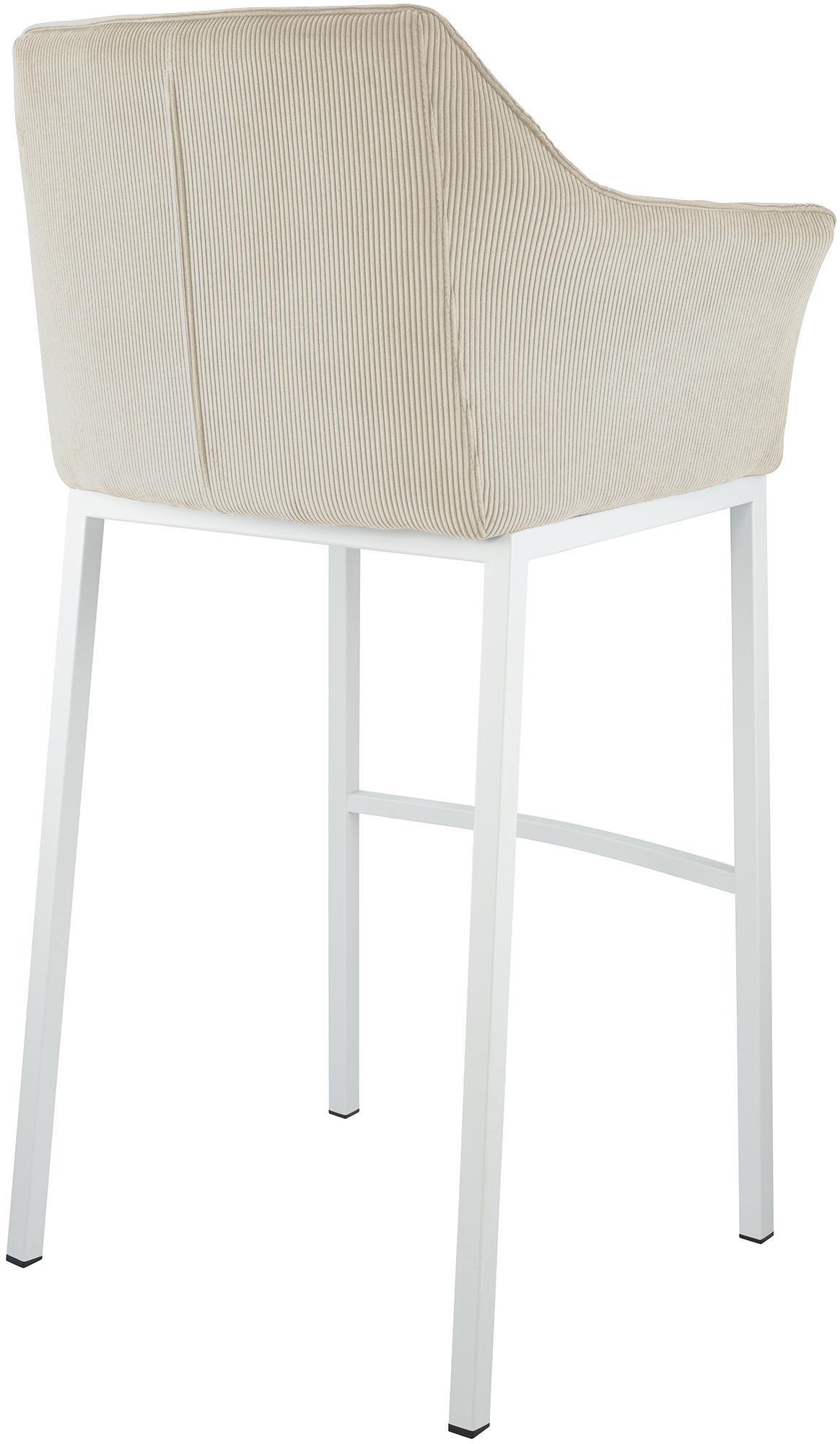 Barhocker Damaso Cord mit Vierfußgestell creme weiß