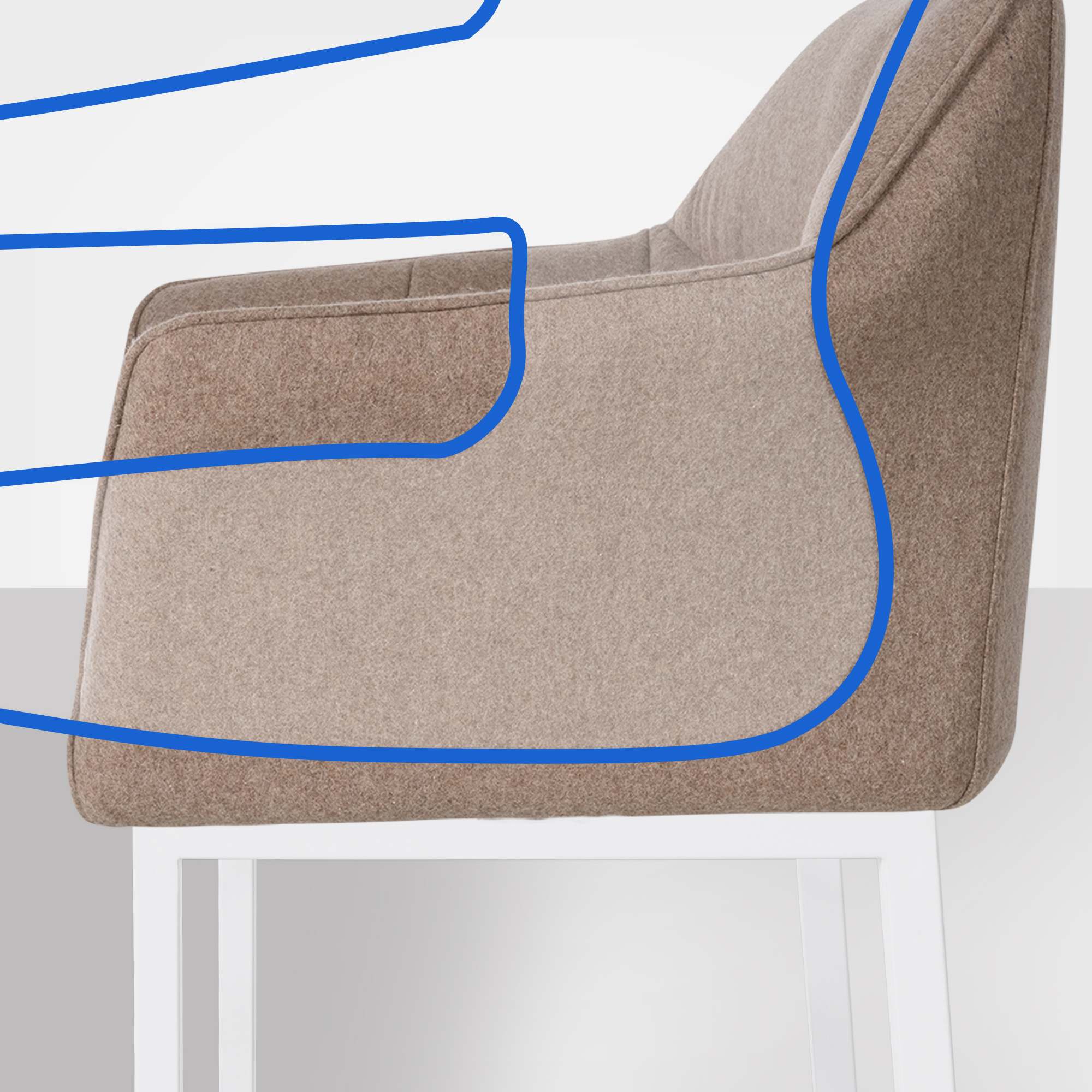 Barhocker Damaso Filz mit Vierfußgestell taupe weiß