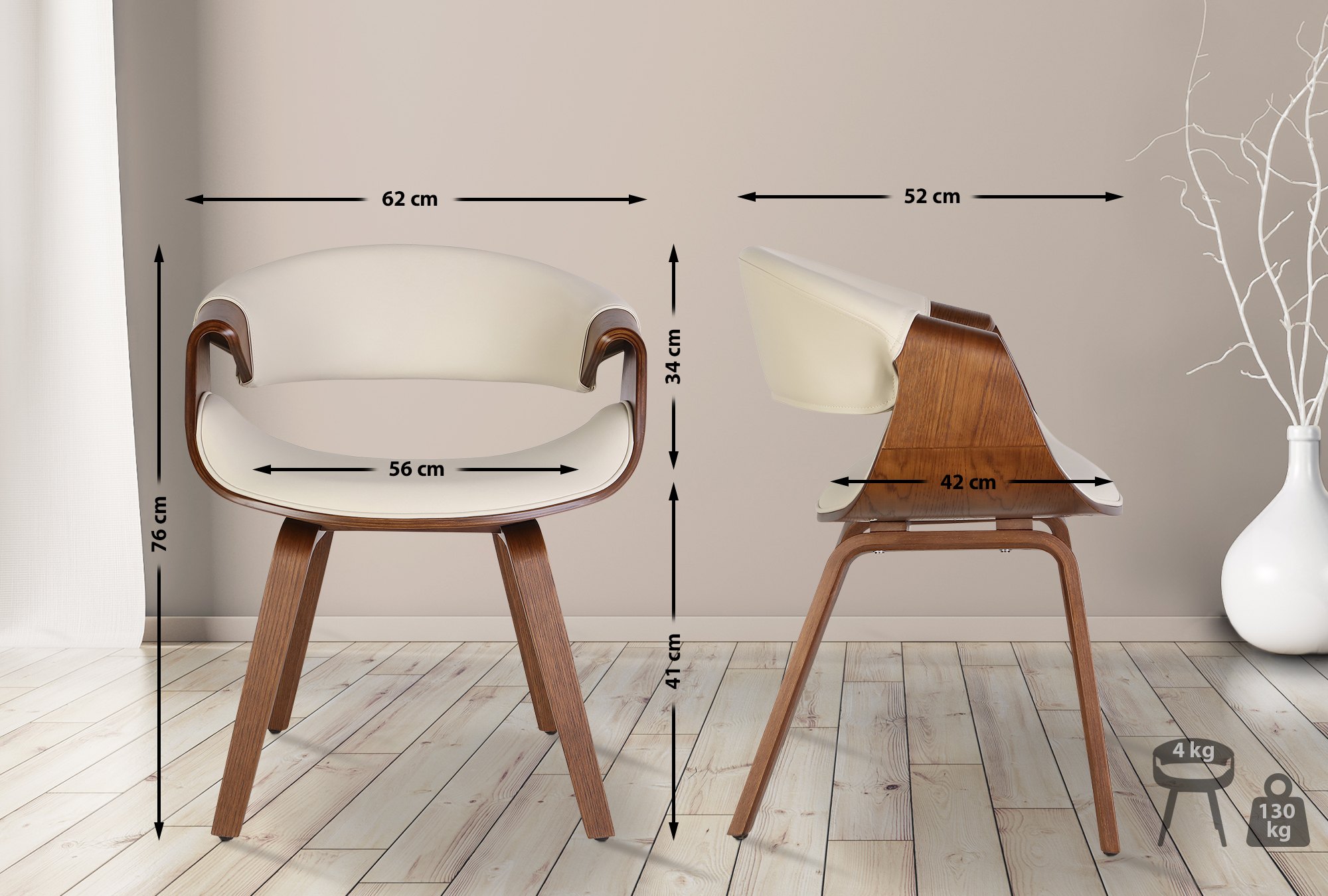 2er Set Esszimmerstuhl Foley