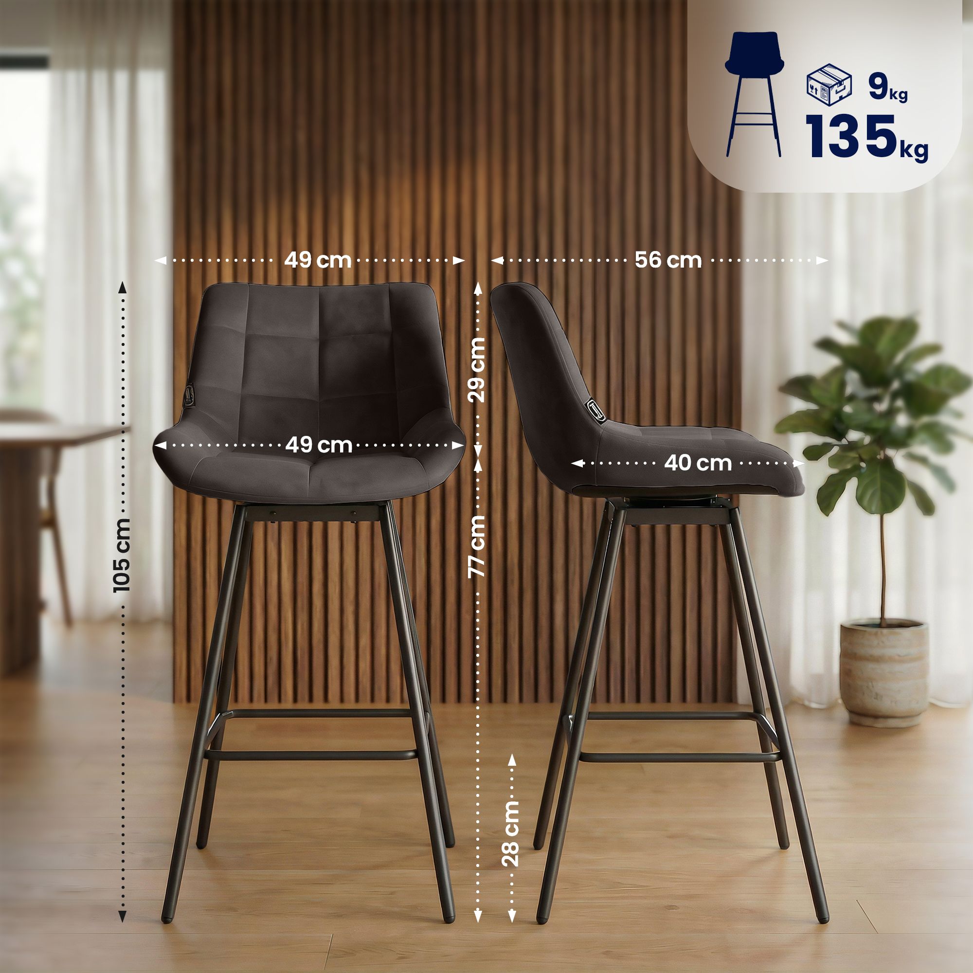 4er Set Barhocker Weston schwenkbar