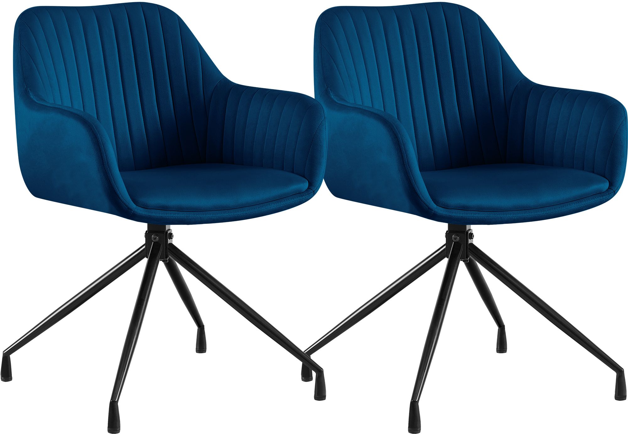 2er Set Esszimmerstühle Novanis dunkelblau Samt