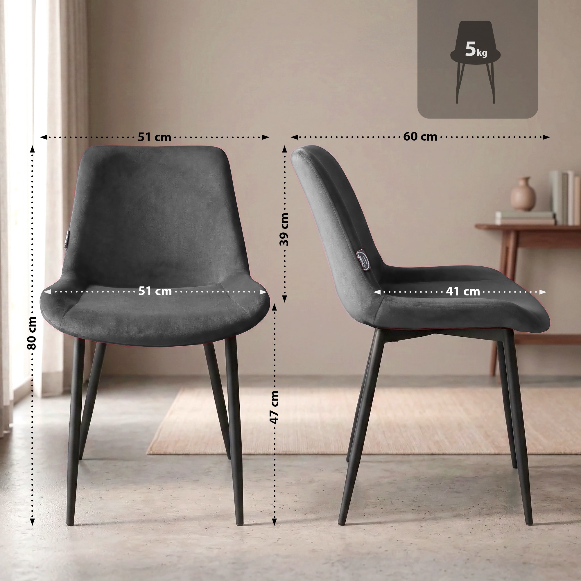 2er Set Esszimmerstühle Victoria Samt