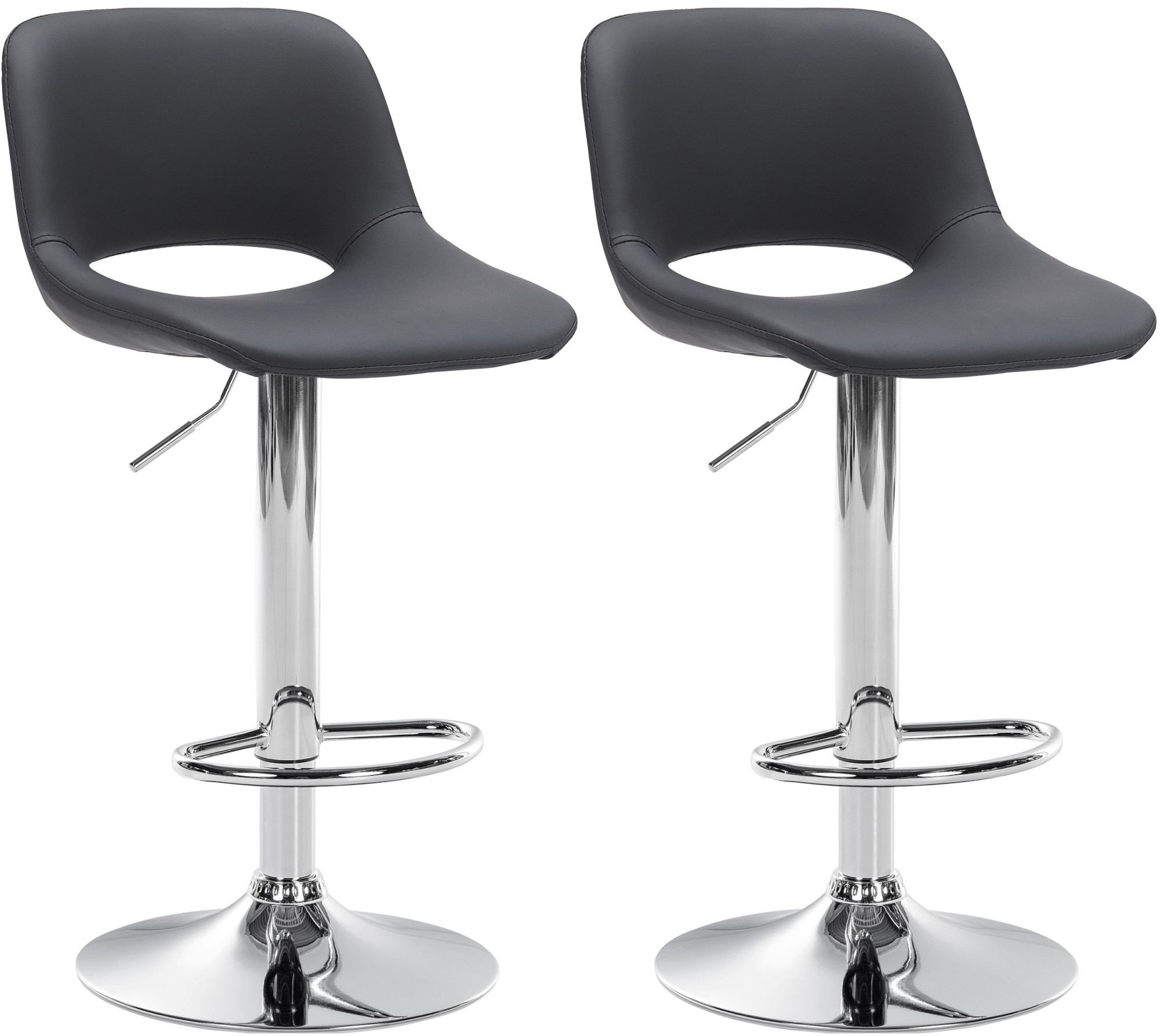 2er Set Barhocker Camden Kunstleder Metall in Chromoptik schwarz