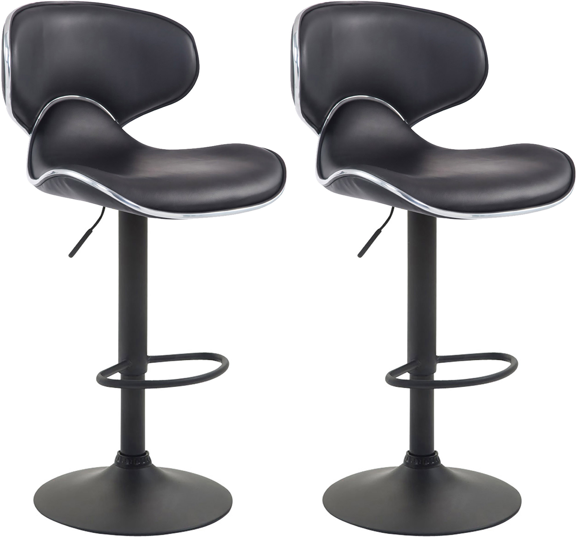 2er Set Barhocker Las Vegas Kunstleder schwarz schwarz