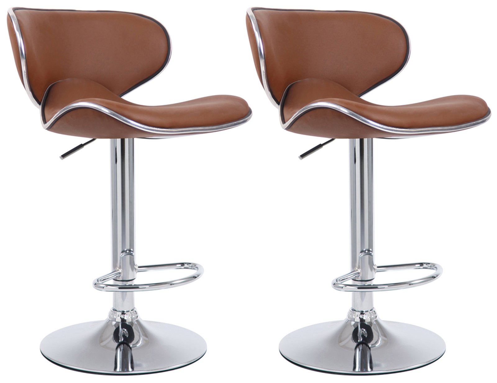 2er Set Barhocker Las Vegas Kunstleder hellbraun chrom