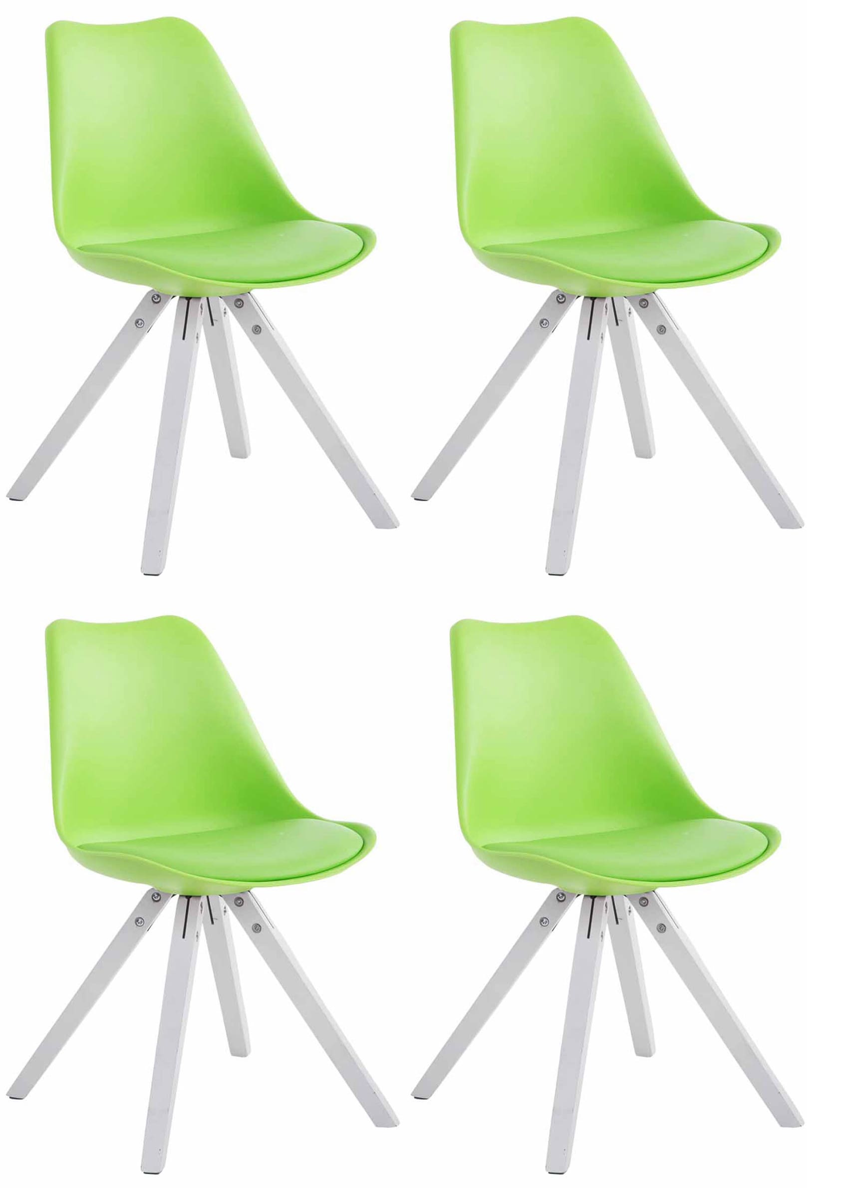 4er Set Stühle Toulouse Kunstleder Square grün weiß